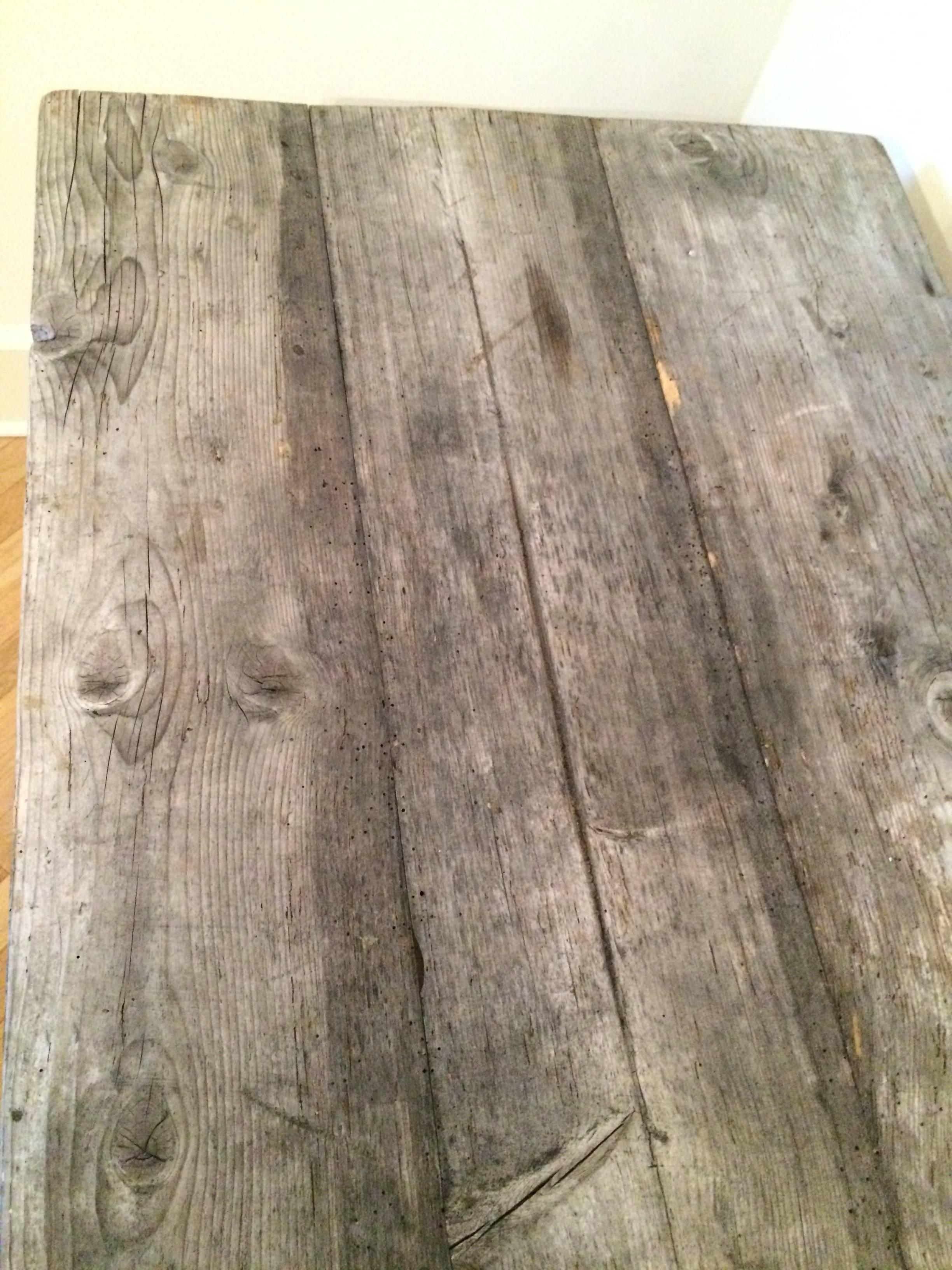 Bleached French Oak Farm Trestle Table In Fair Condition In Nashville, TN