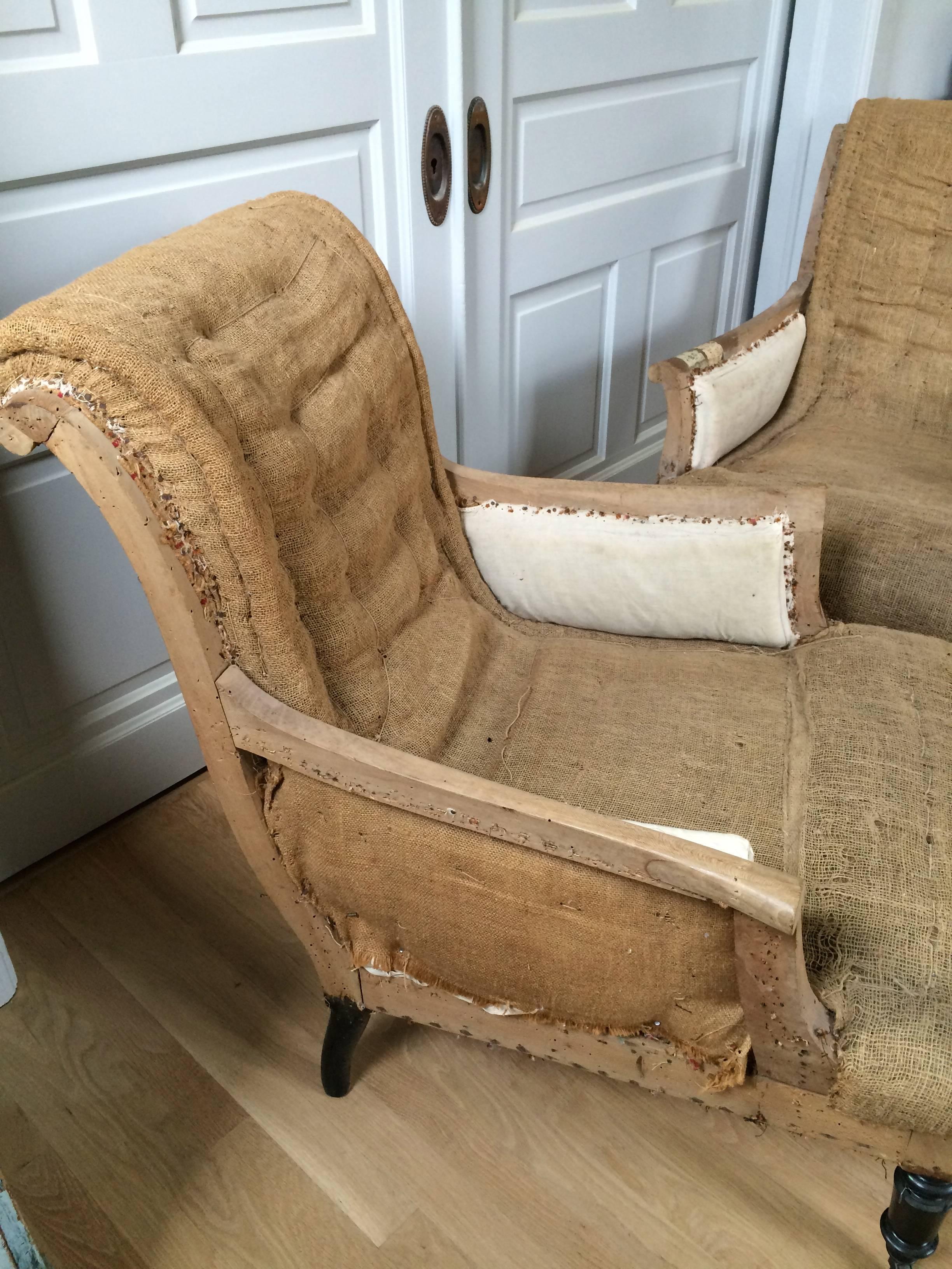 Pair of French Scroll Back Salon Chairs In Good Condition In Nashville, TN