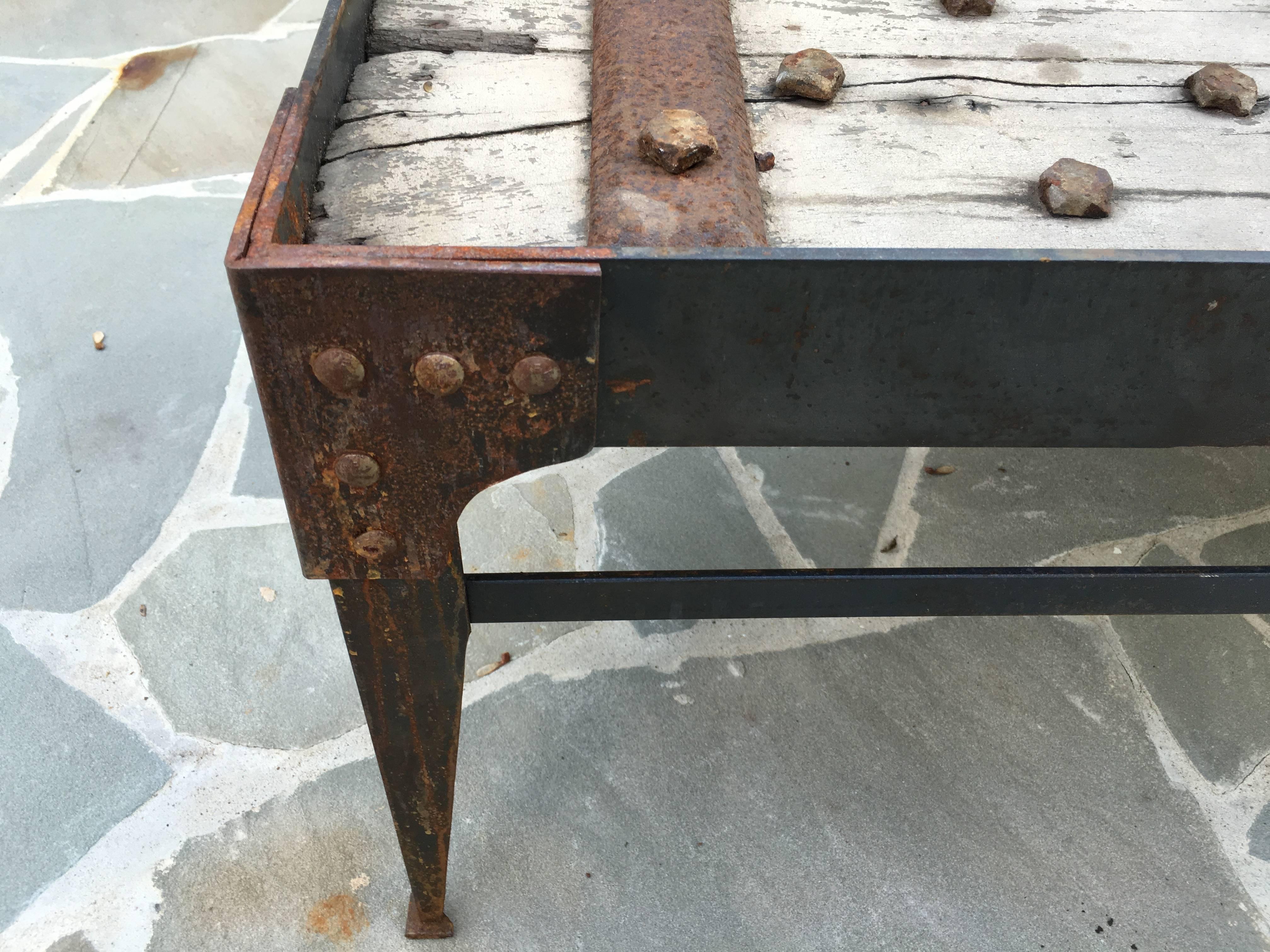 18th Century and Earlier 18th Century French Door with Original Nailheads Iron Coffee Table