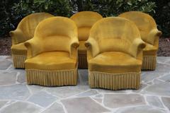 Antique French Chartreuse Velvet Salon Chairs