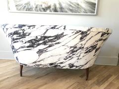19th Century French Settee with Custom Marble Upholstery
