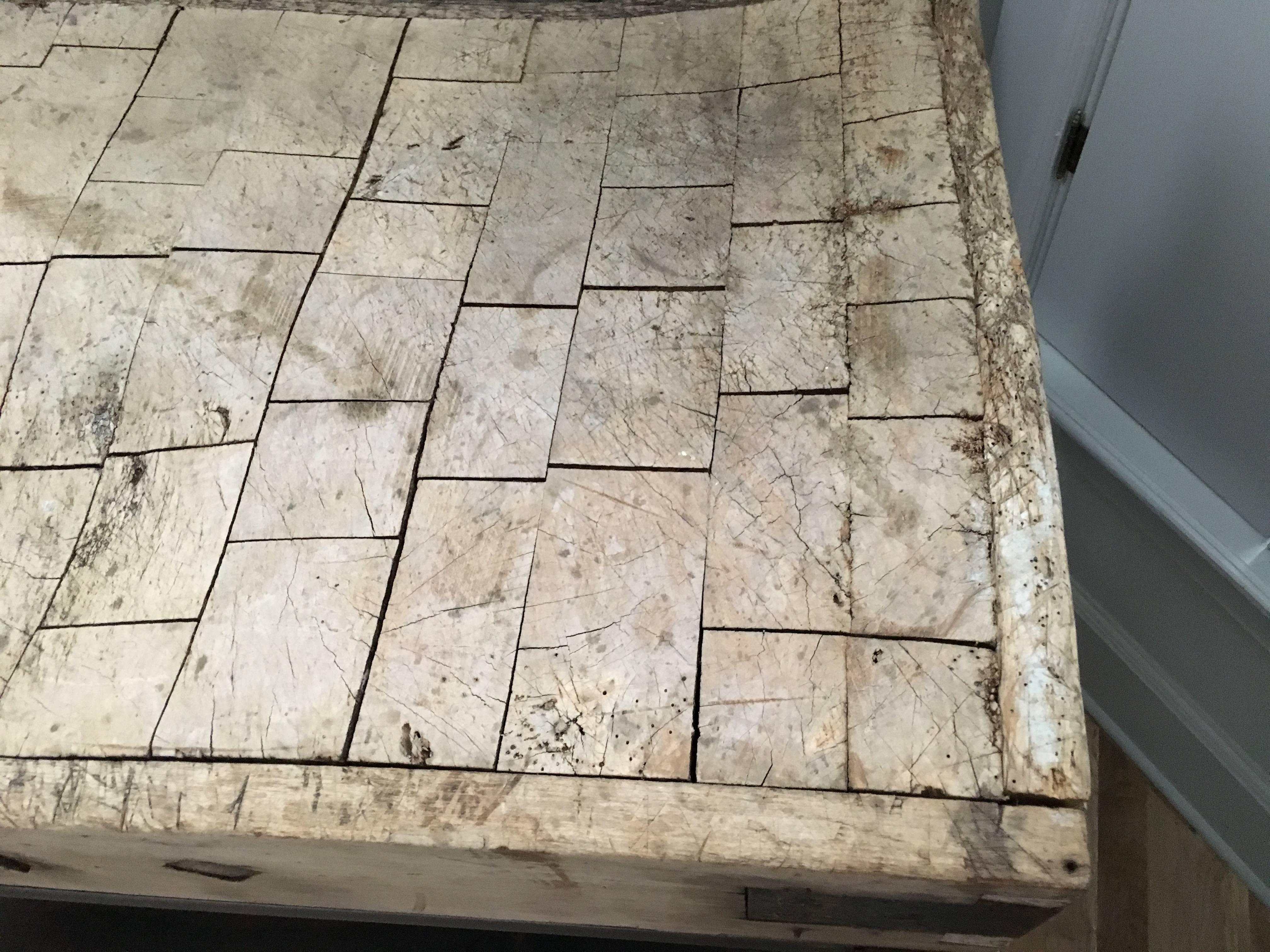 19th Century French Butchers Block with Steel Stand In Good Condition For Sale In Nashville, TN