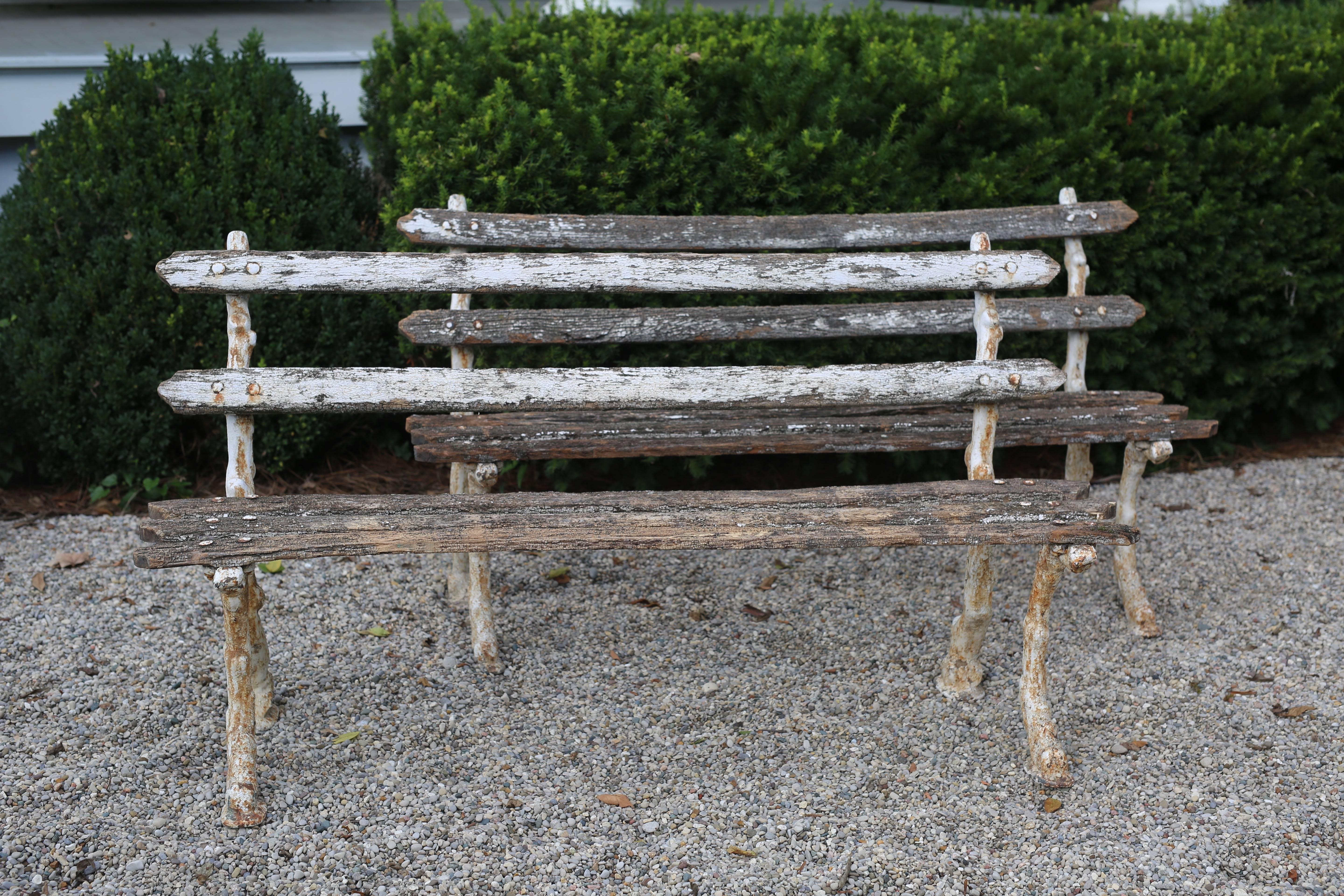 Pair of Antique Garden Benches In Good Condition In Nashville, TN