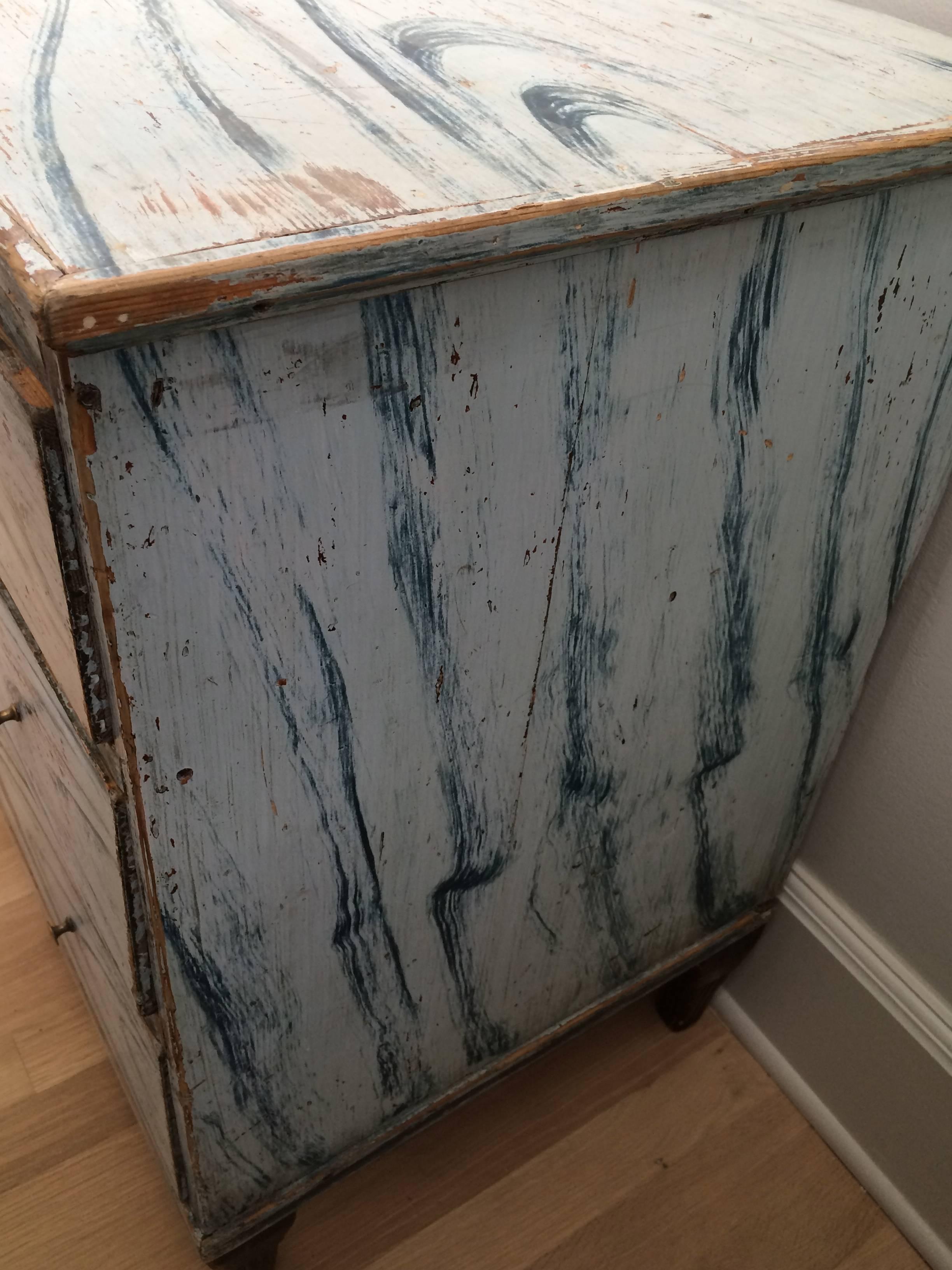 Mid-19th Century Blue Painted Swedish Chest of Drawers, circa 1850