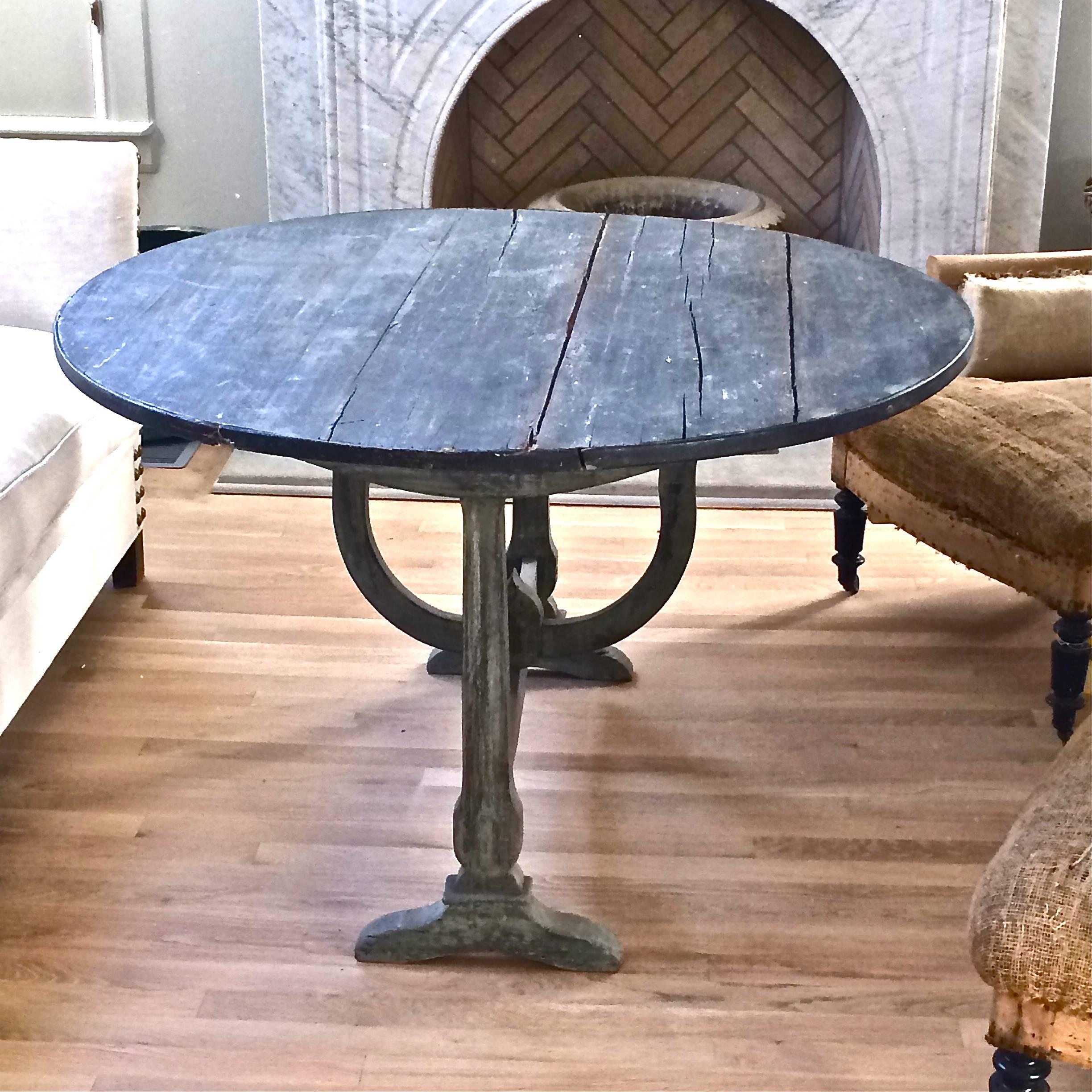 Swedish tilt-top wine tasting table with original paint and patina.