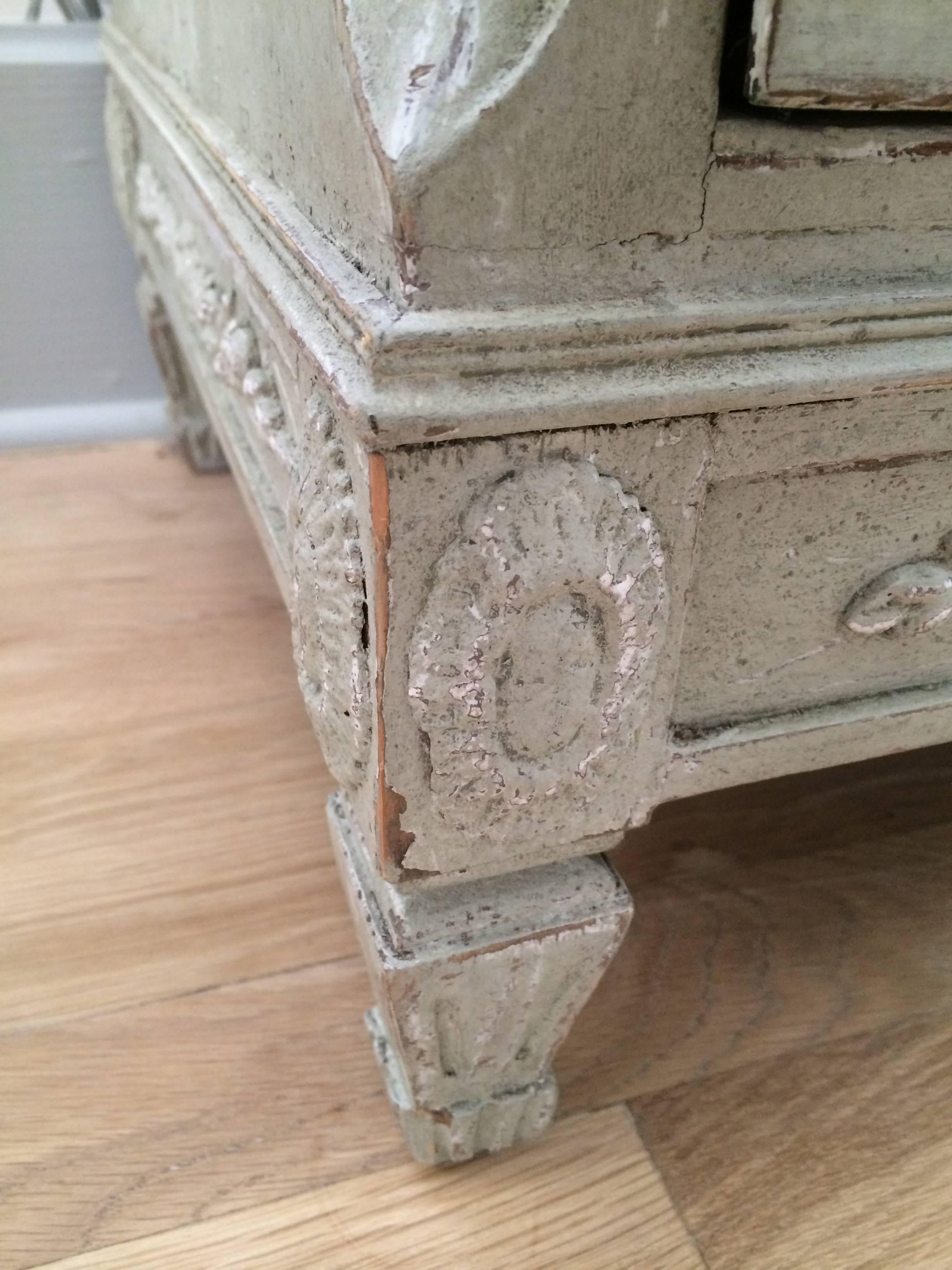 French 18th Century Period Swedish Painted Chest For Sale