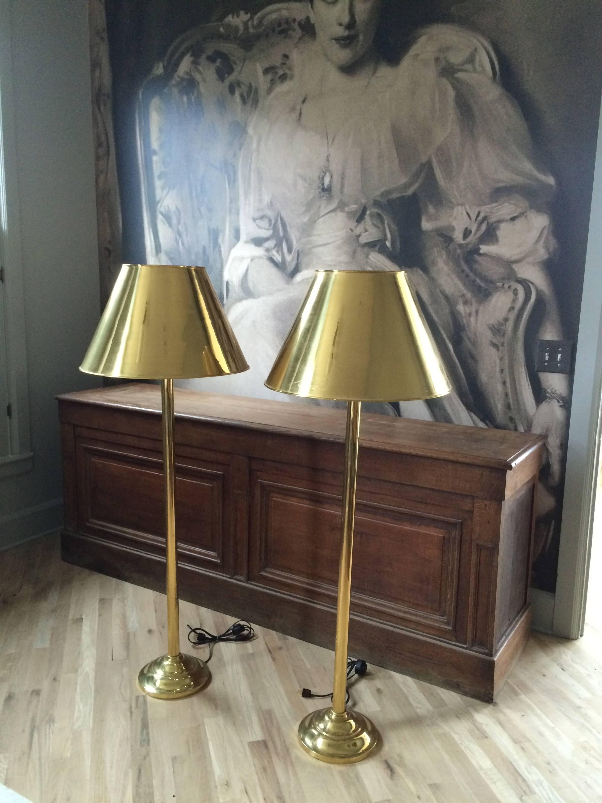 Mid Century French Brass Floor Lamps In Good Condition In Nashville, TN