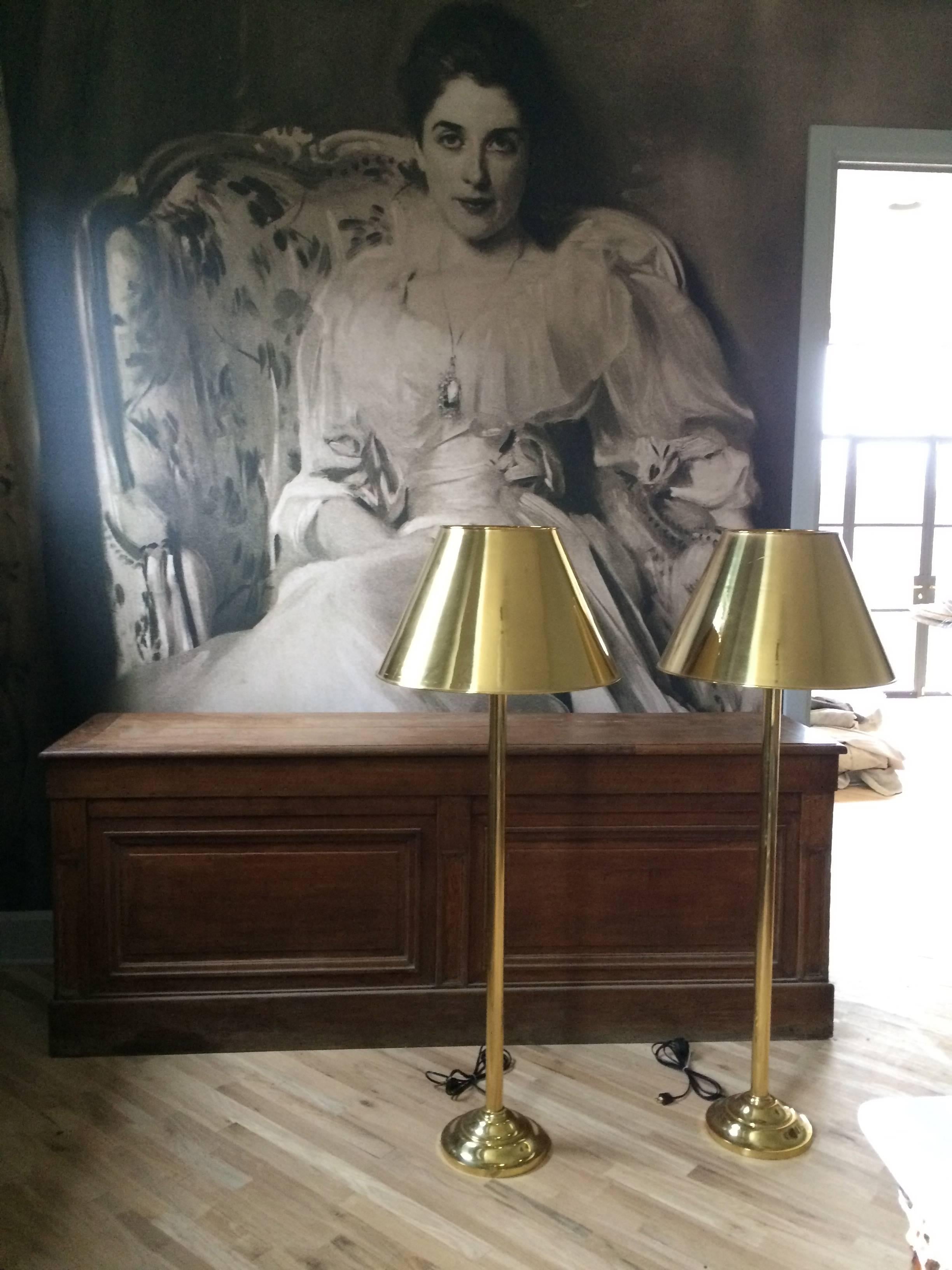 Mid Century French Brass Floor Lamps 3
