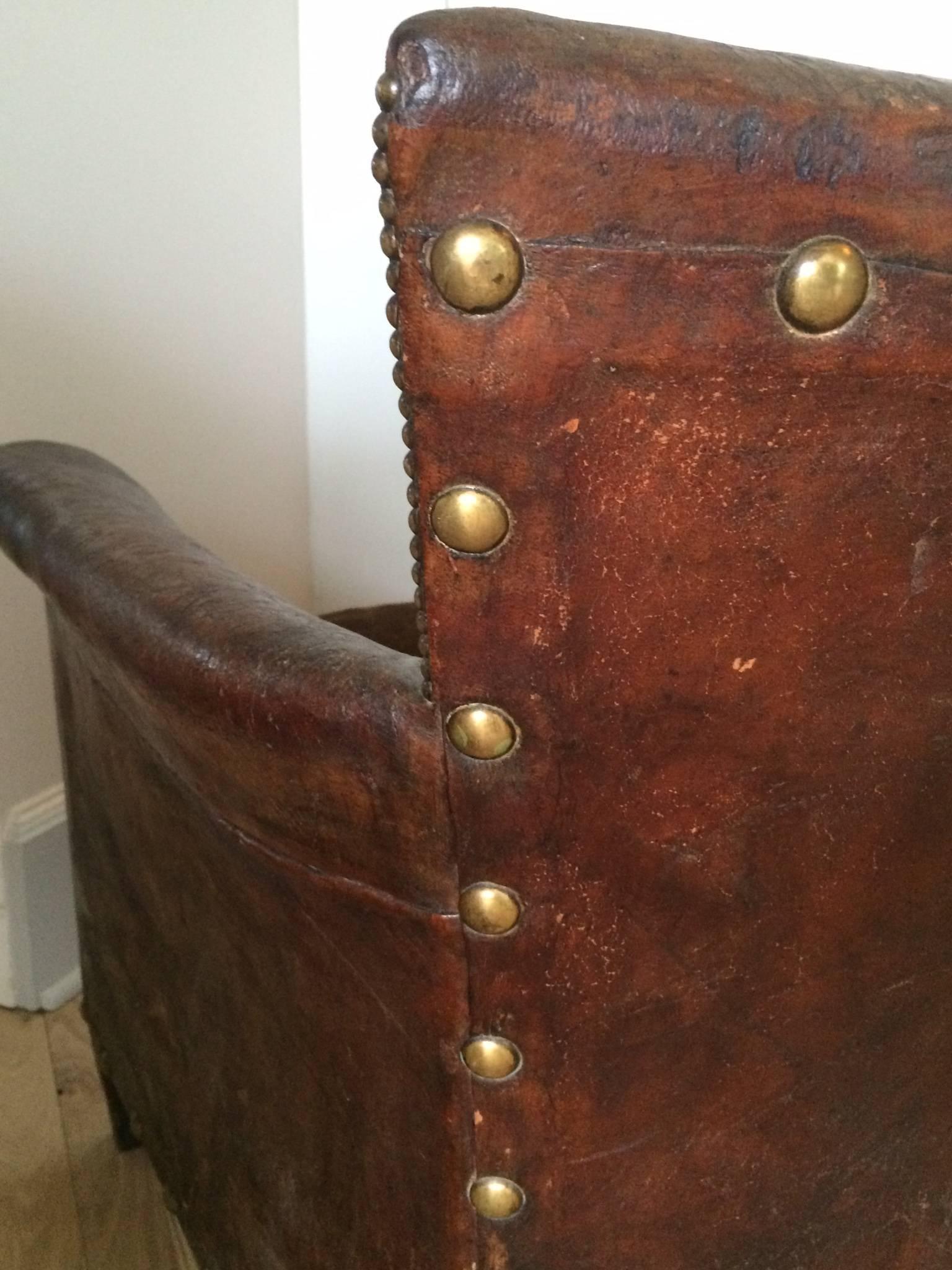 20th Century French Leather Club Chair