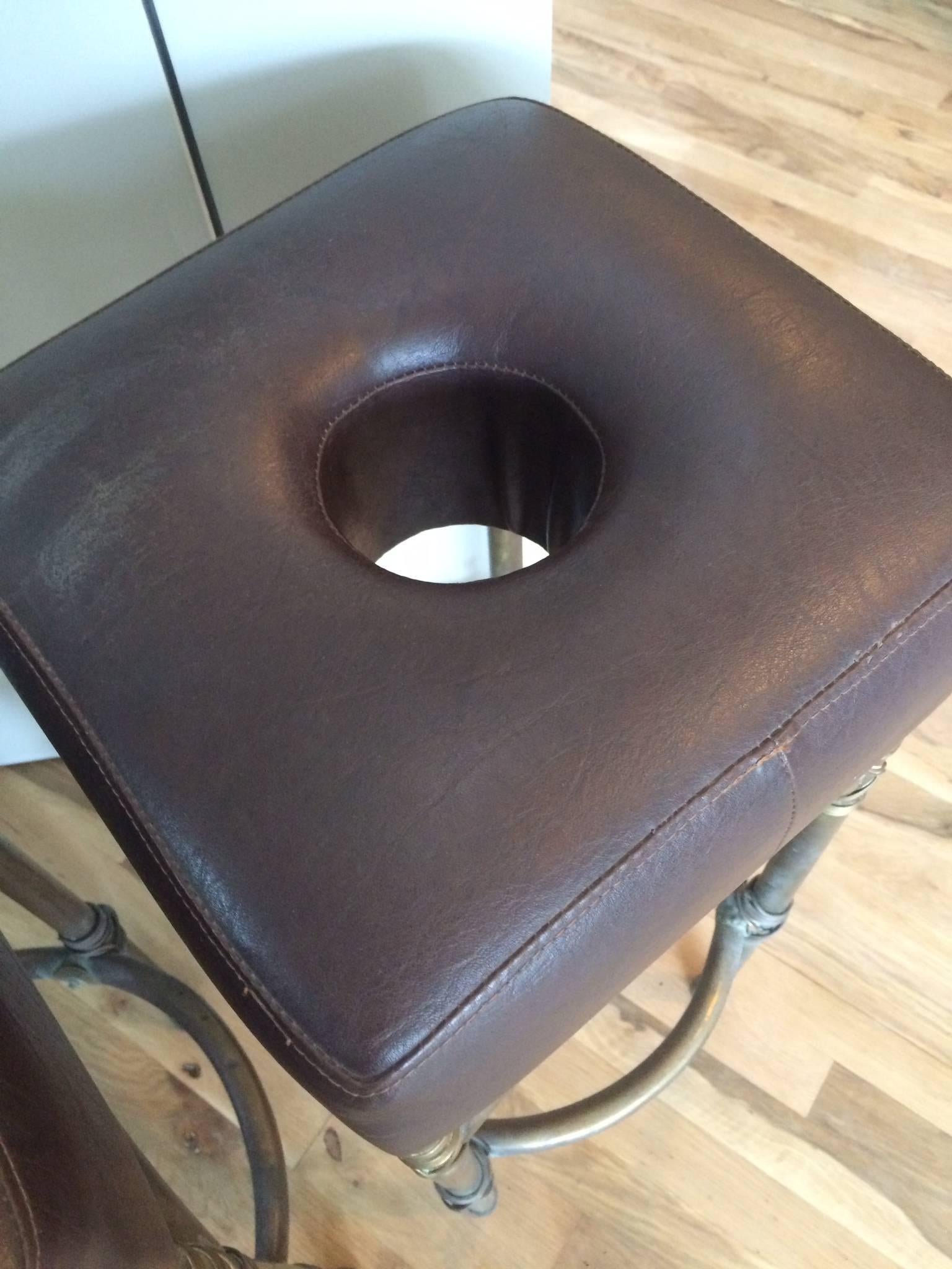 English Leather Bar Stools For Sale 1