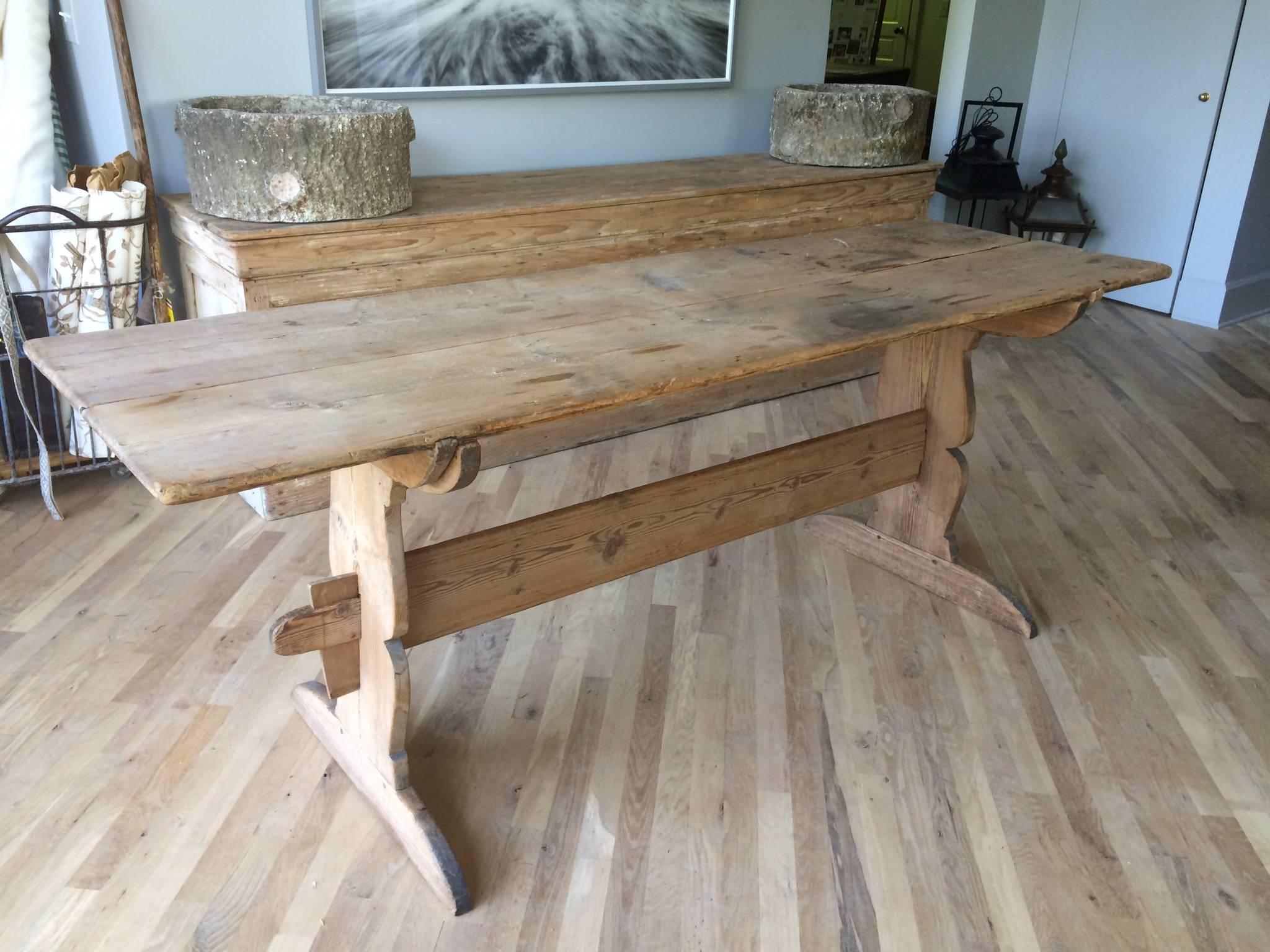 19th Century French Oak Trestle Table 4