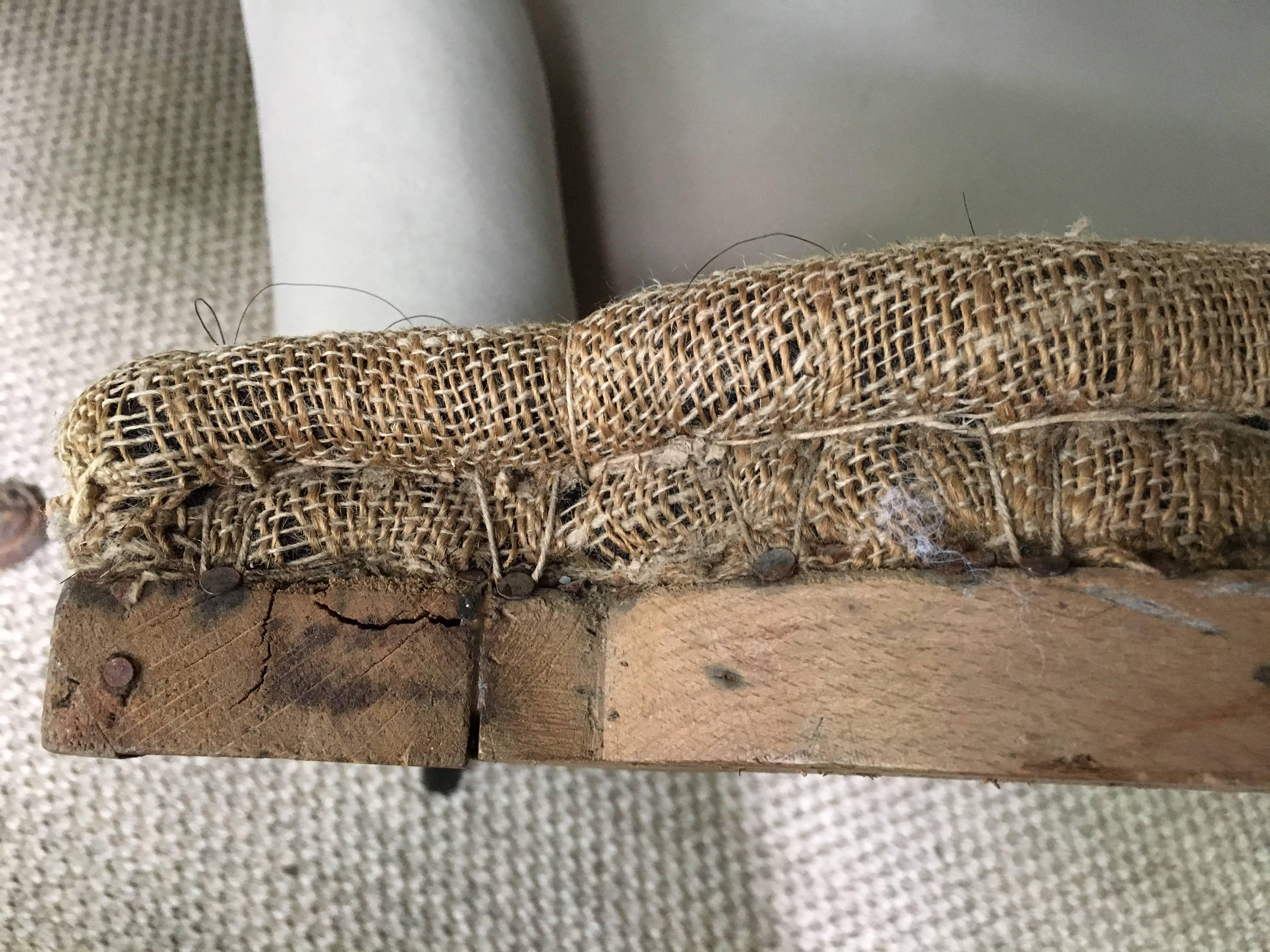 Burlap 19th Century French Settee For Sale