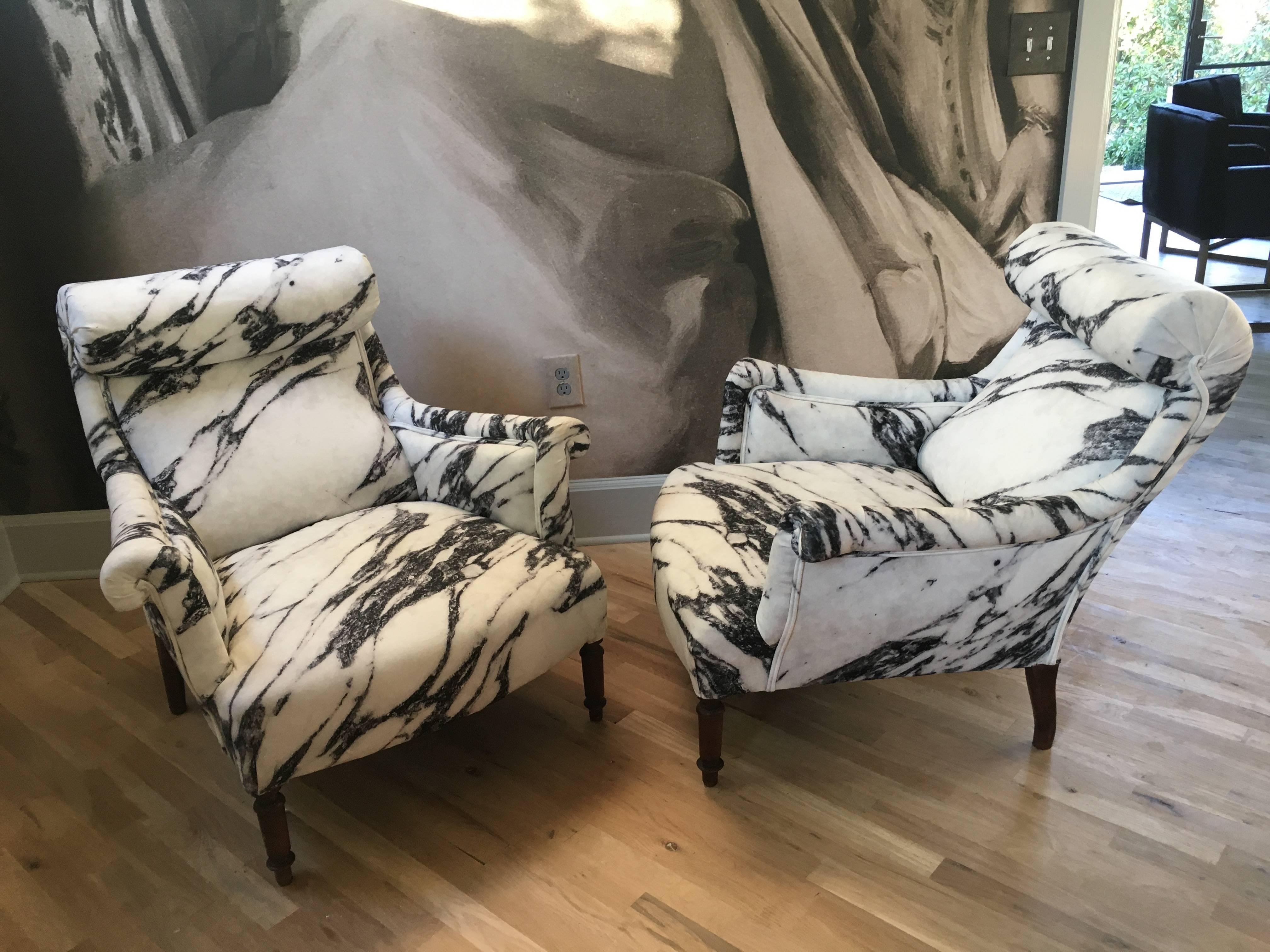 Pair of Antique French Scroll Back Chairs 5