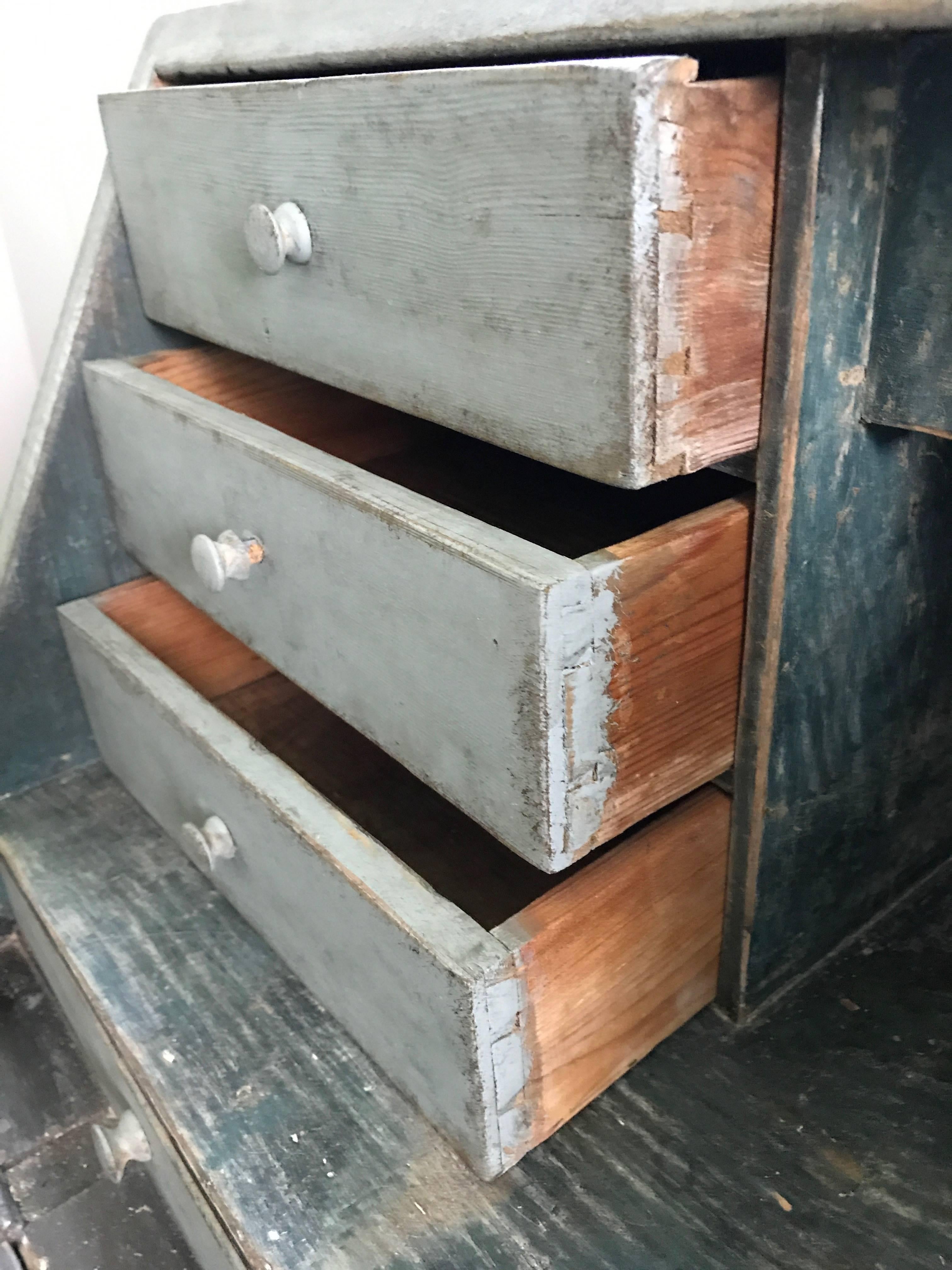 18th Century Swedish Drop Front Secretary with Faux Marble Painted Interior 2