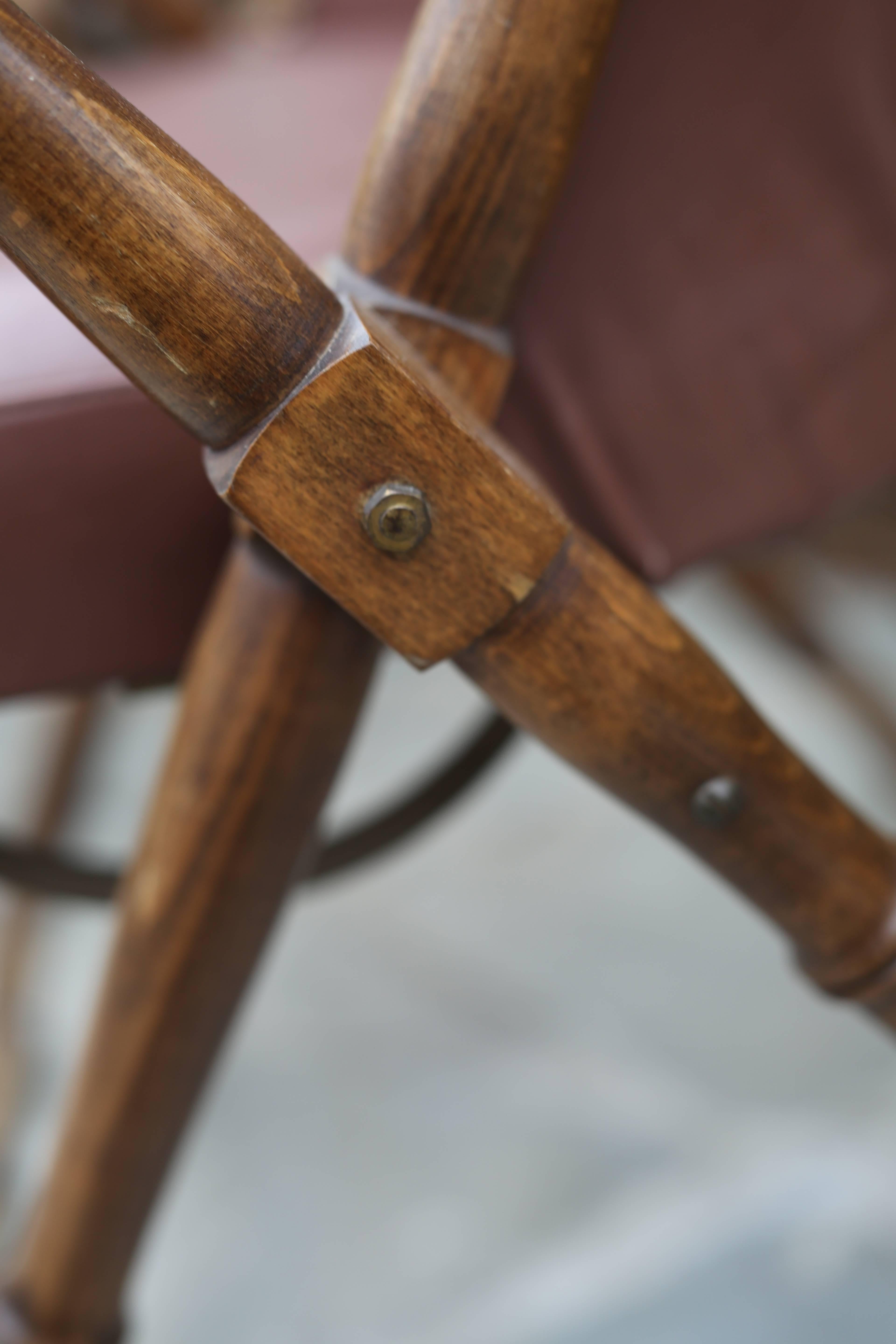 French Pair of Maison Jansen Walnut Campaign Chairs