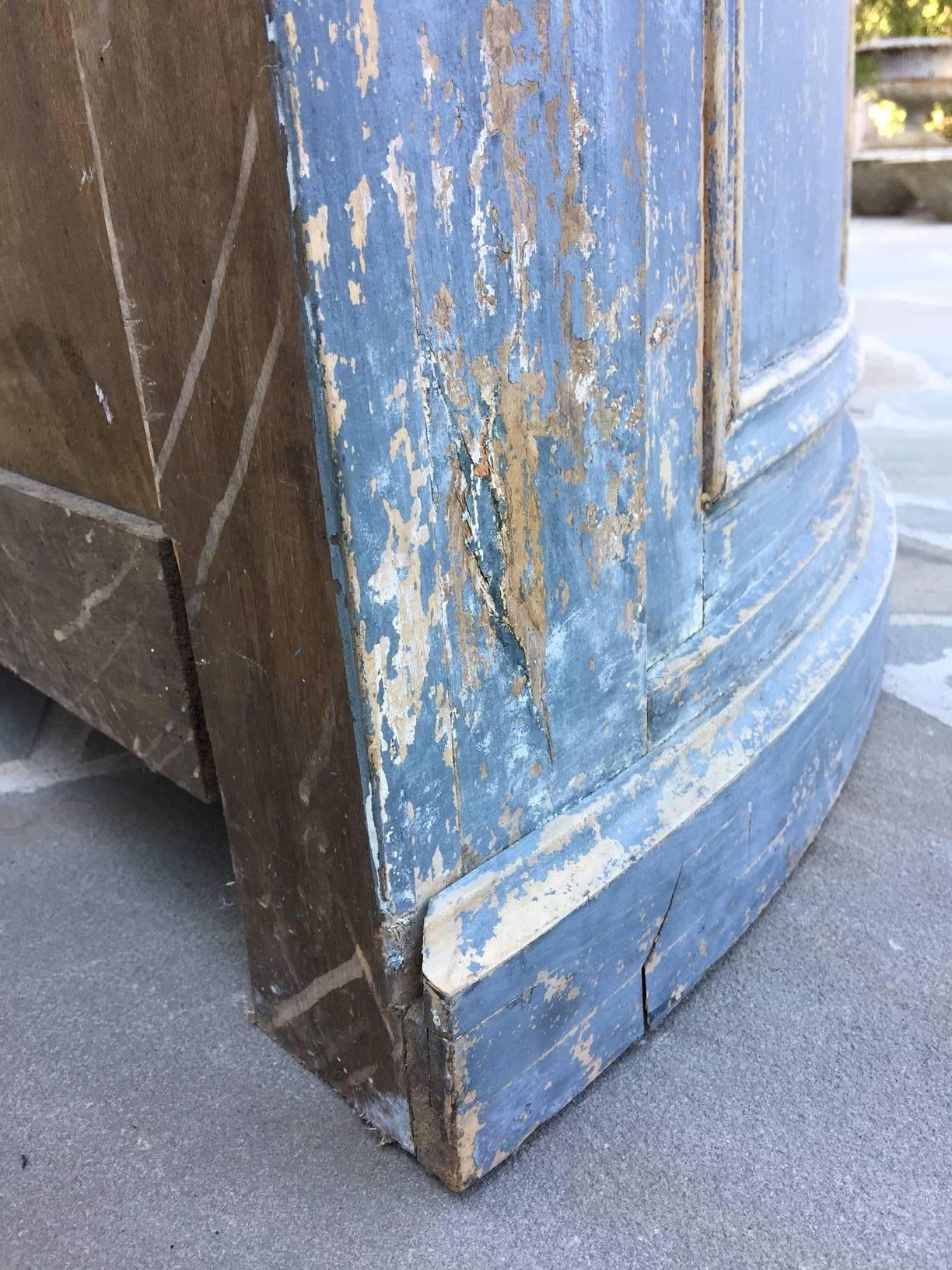 Late 19th Century Swedish Blue Bow Front Corner Cupboard, circa 1890