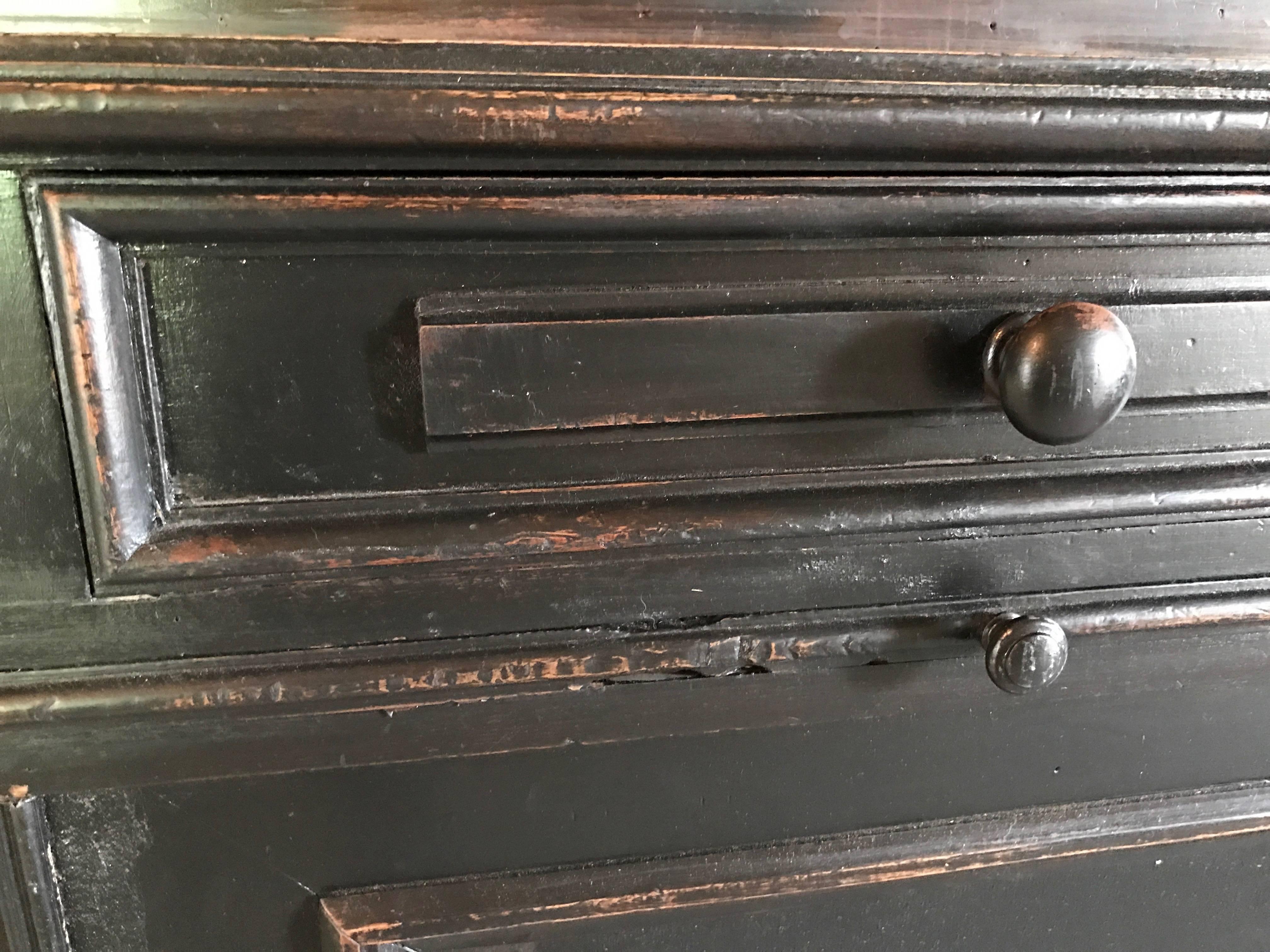 Pair of 19th Century Ebonized Louis Philippe Bookcases with Blue Interiors In Good Condition In Nashville, TN