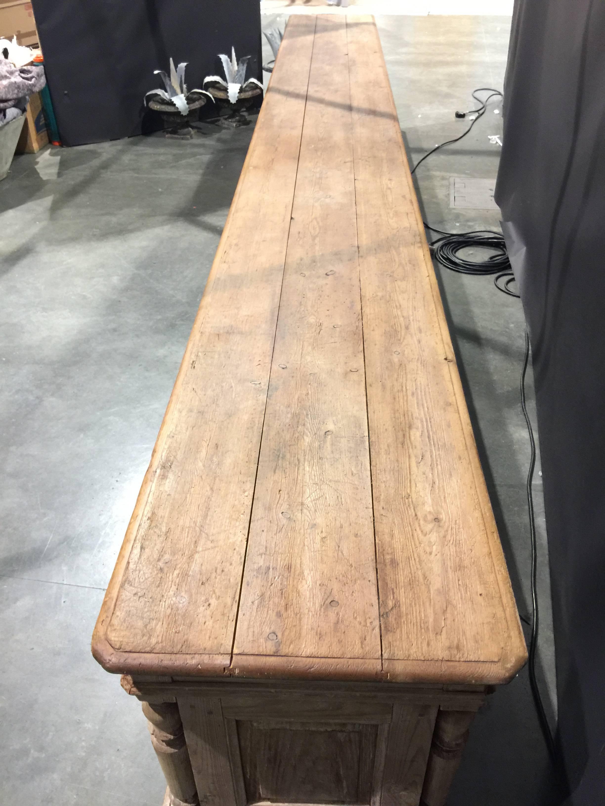 Antique French Oak Haberdashery Shop Counter In Good Condition In Nashville, TN
