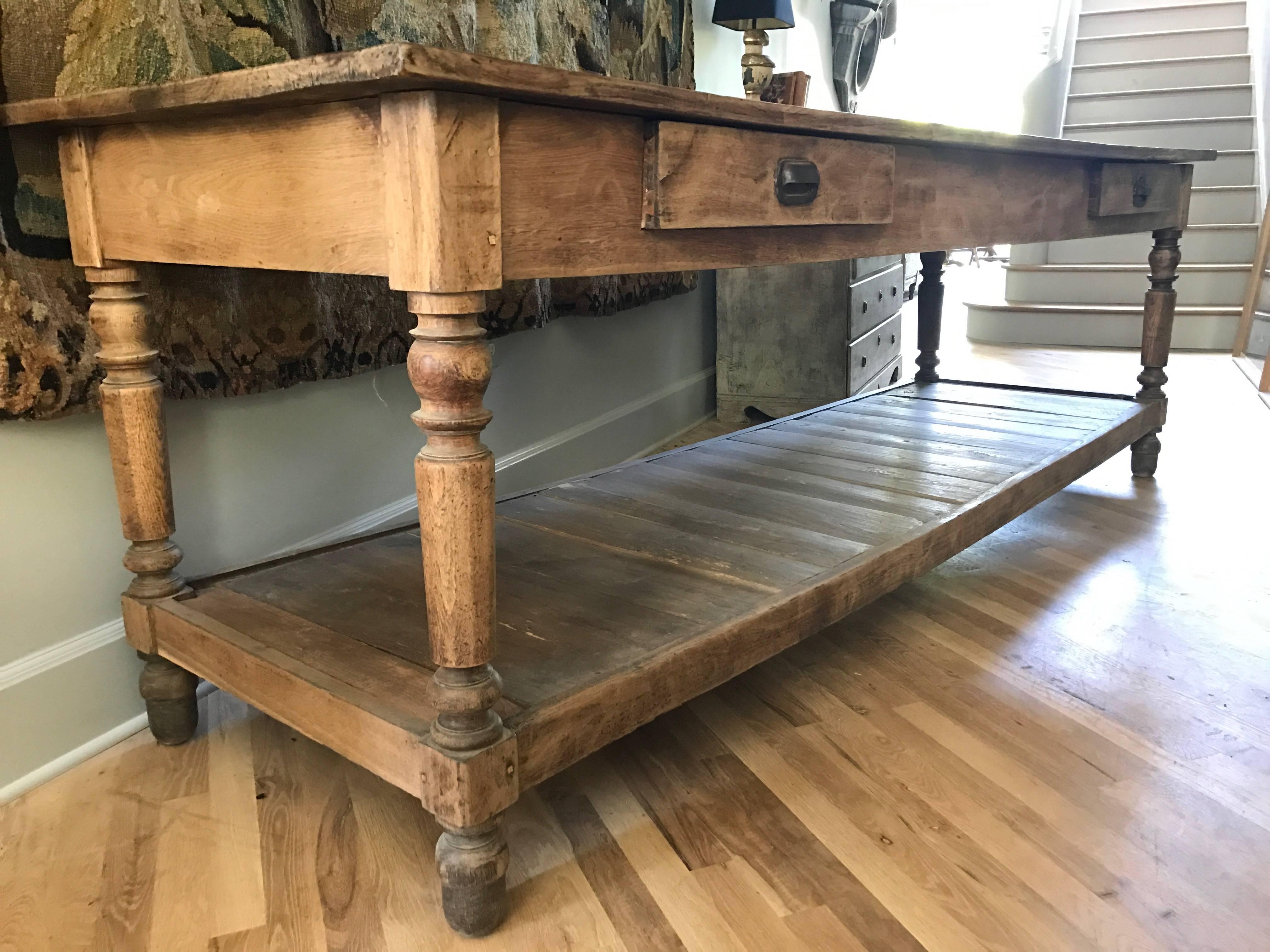 Antique French Oak Draper Table In Good Condition In Nashville, TN