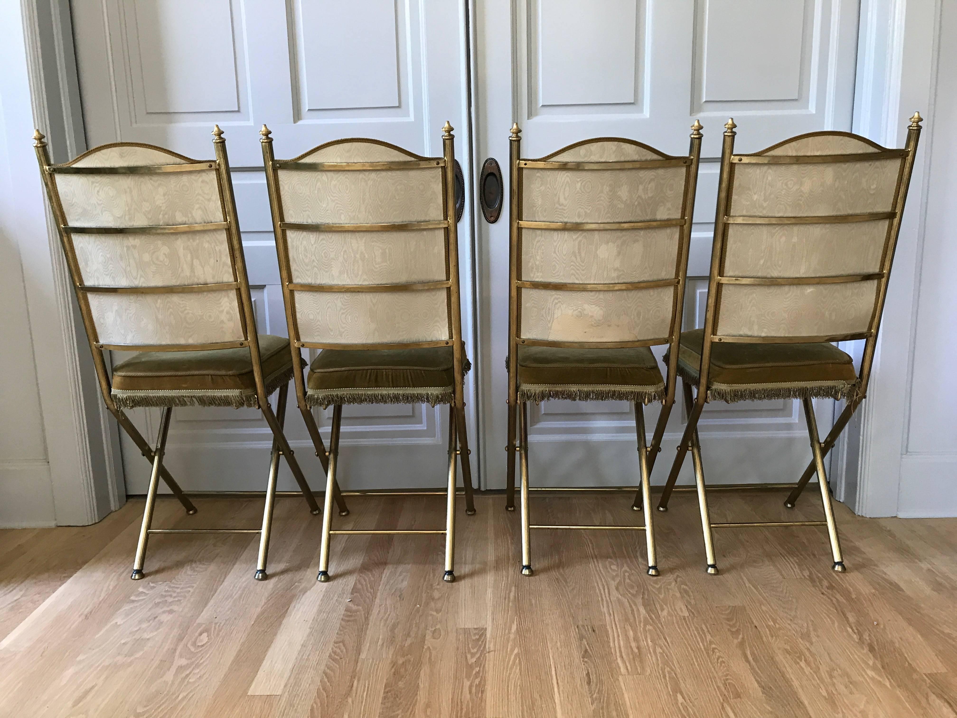 19th Century Chartreuse Velvet French Opera Chairs For Sale