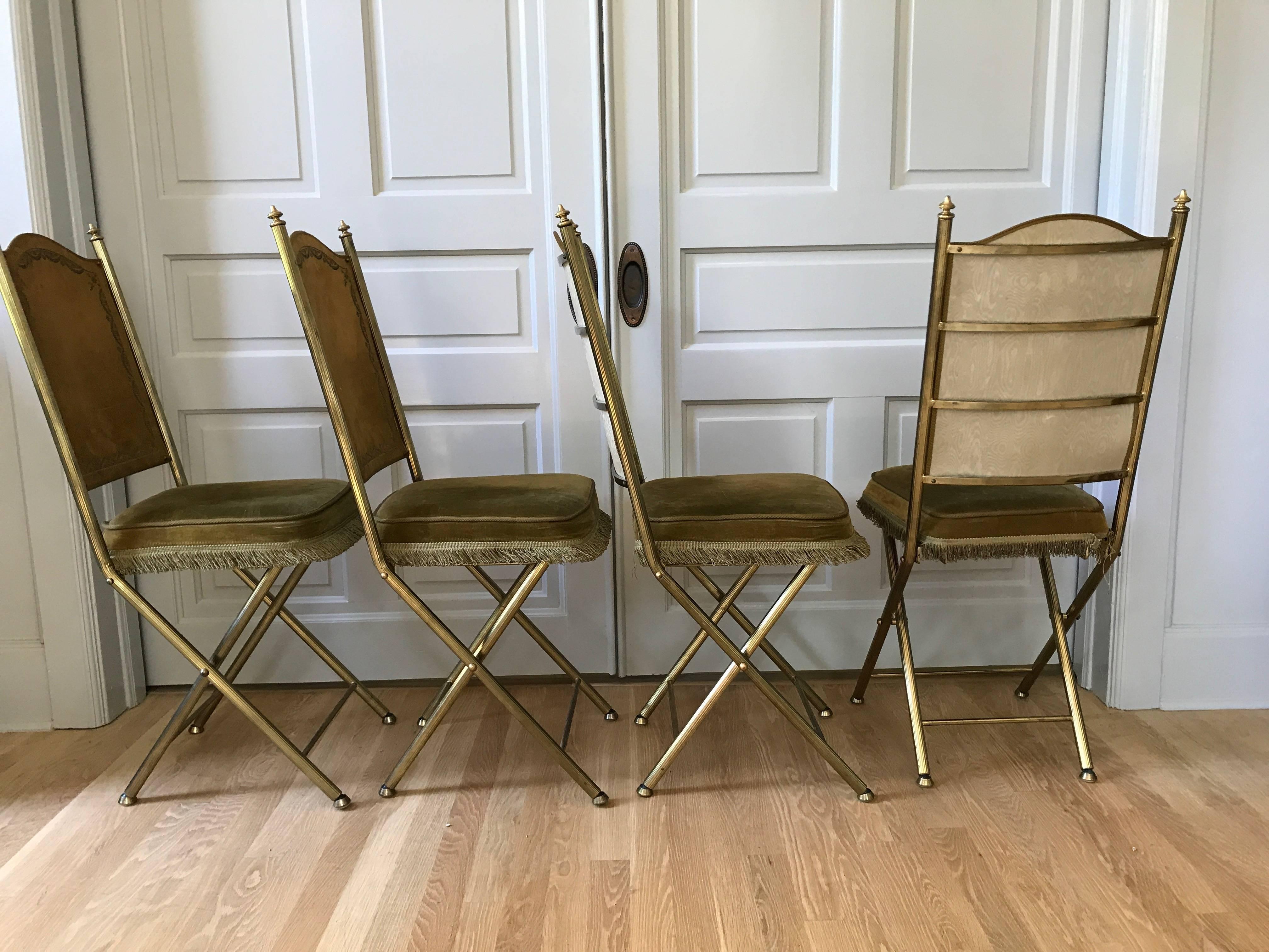 Chartreuse Velvet French Opera Chairs For Sale 3