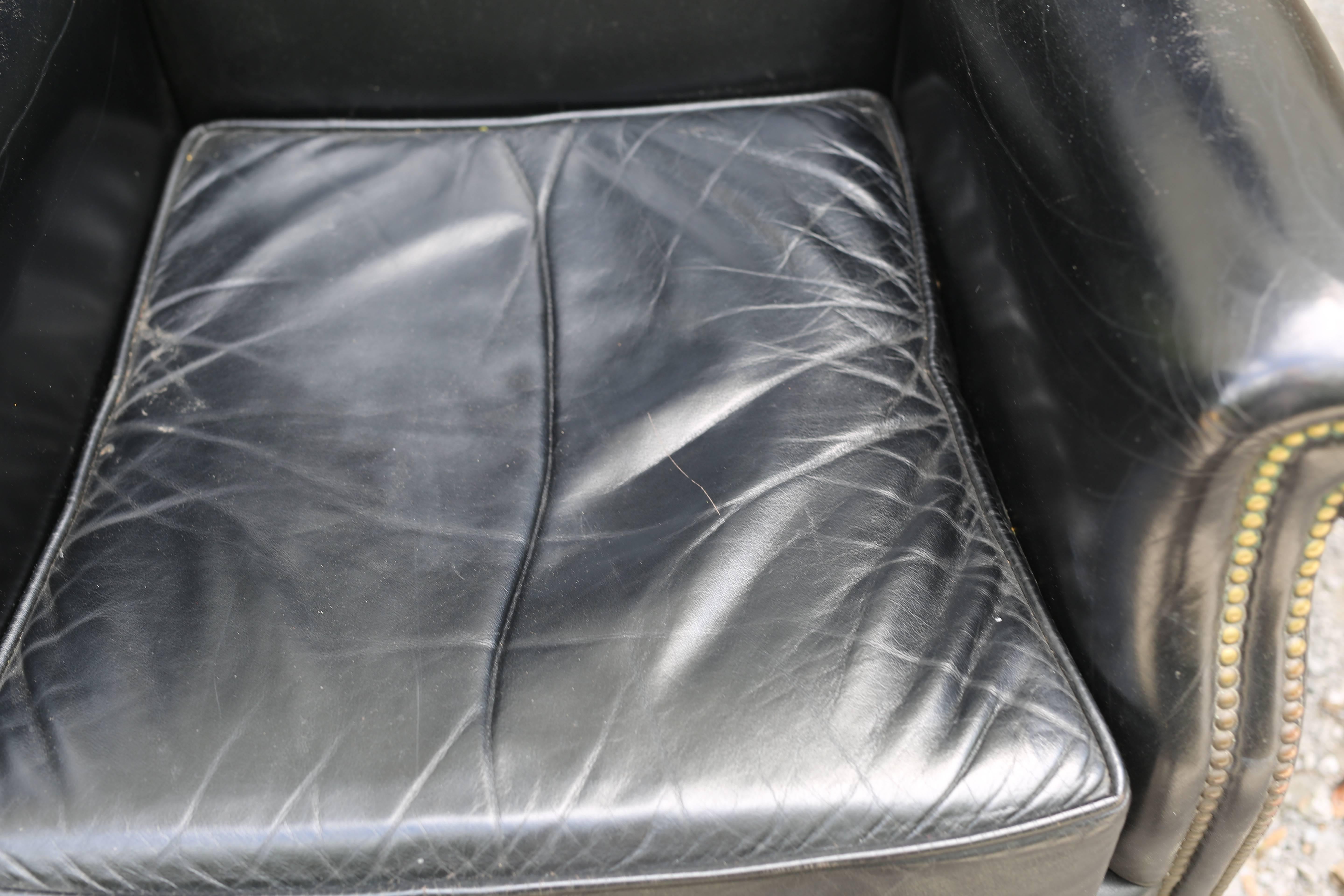  Black French Leather Wing Chairs 2