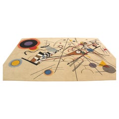 Tapis noué à la main, d'après la Composition VIII de Wassily Kandinsky. Laine, soie