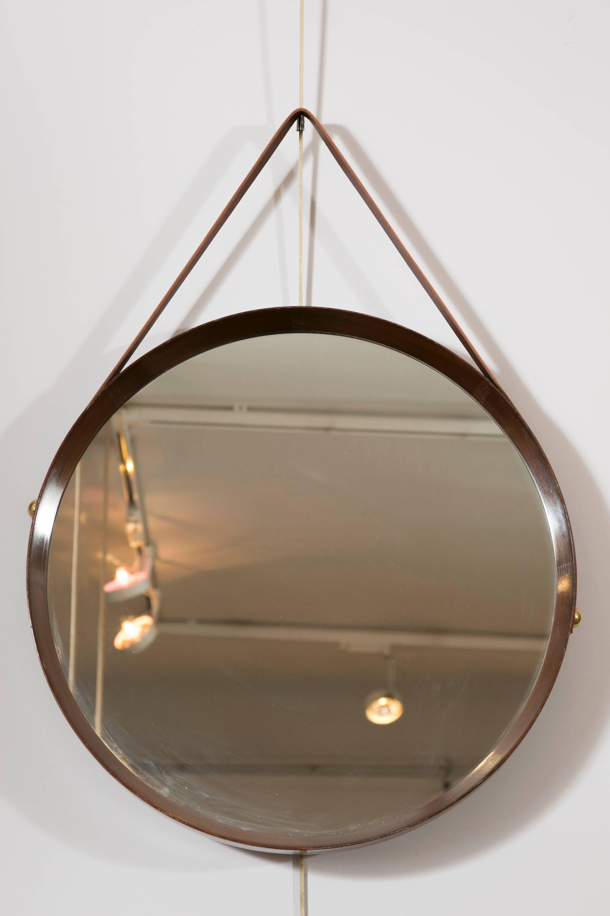 Mid-Century Modern Collection of Seven Walnut Mirrors, Italy, 1960