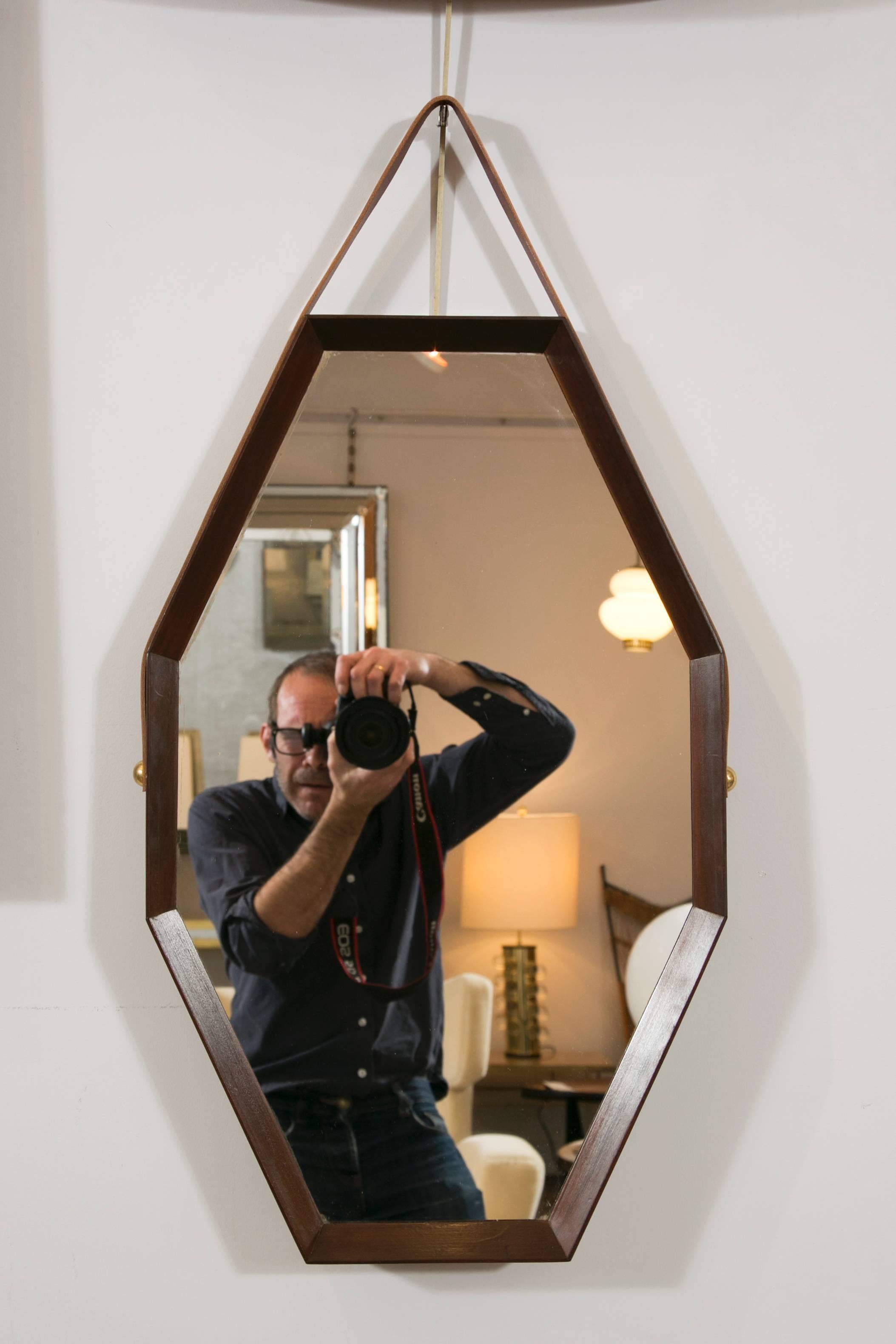 Mid-20th Century Collection of Seven Walnut Mirrors, Italy, 1960