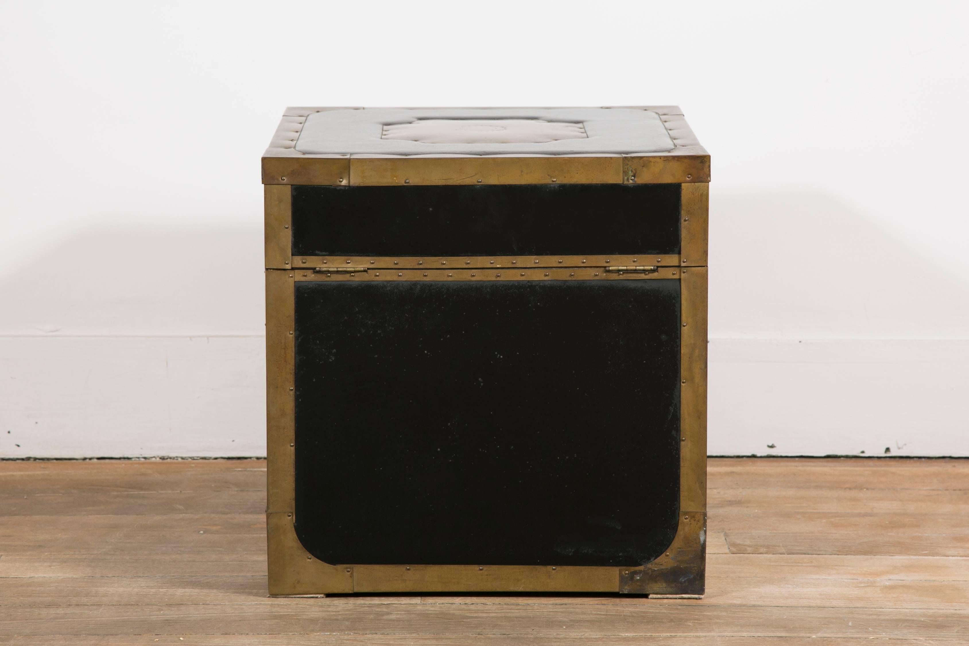 Attractive Pair of Leather and Brass Trunk Tables 1