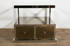 Pair of Nickeled and Mirrored Nightstands by Michel Pigneres, 1970