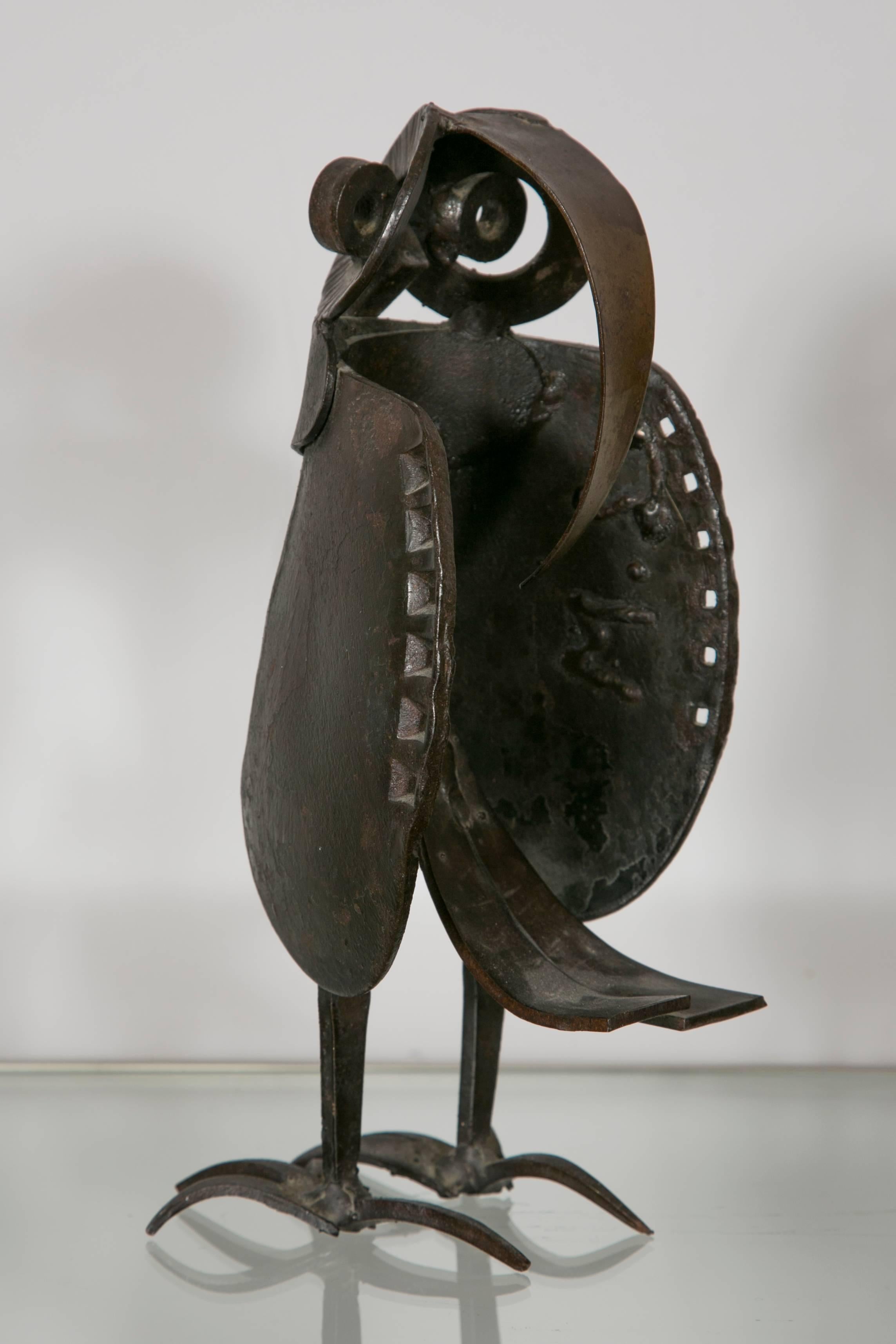 Mid-20th Century Whimsical Wrought Iron Owl, France, 1960