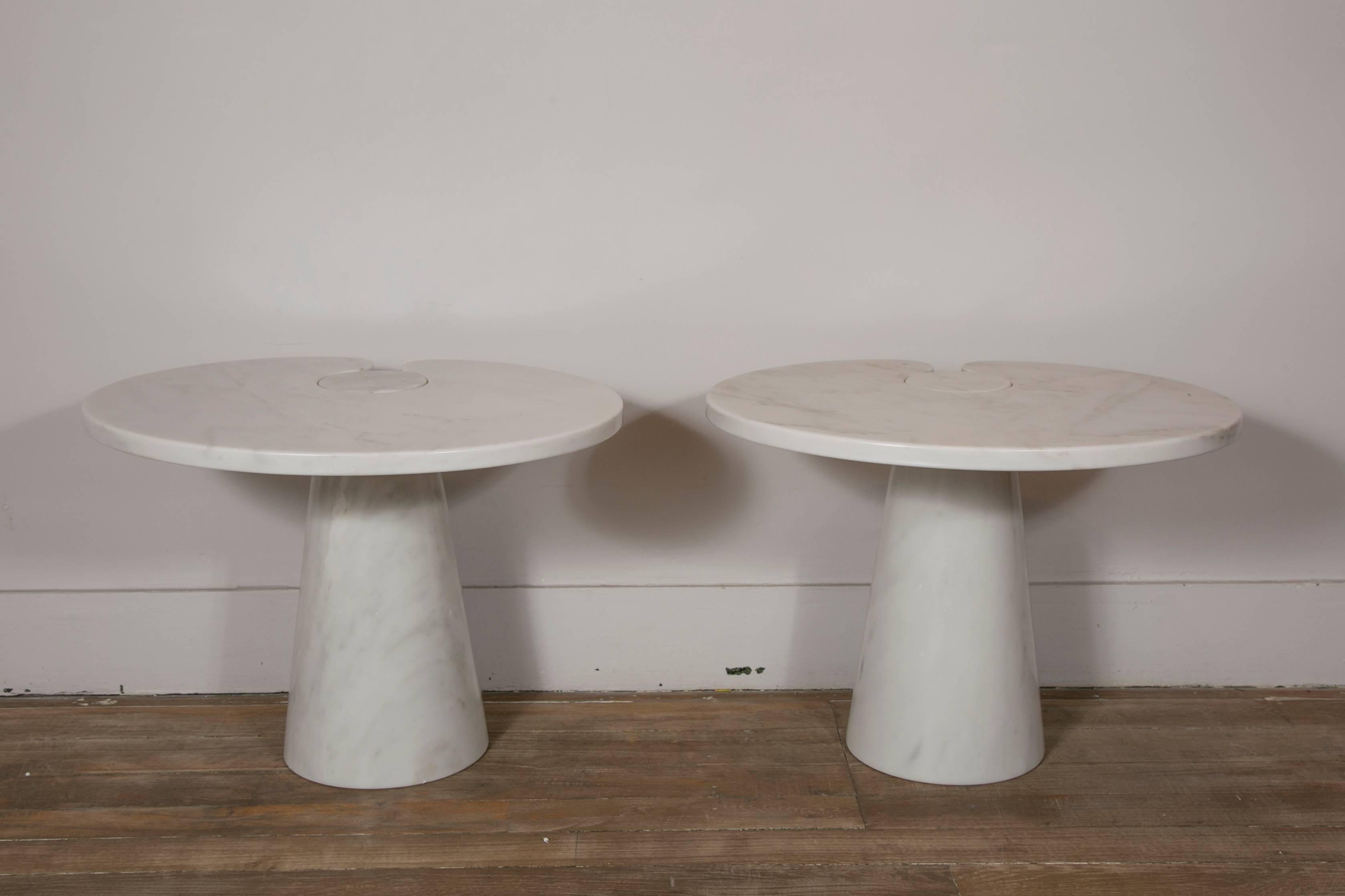 Italian Beautiful Pair of Marble Side Tables by Mangiarotti