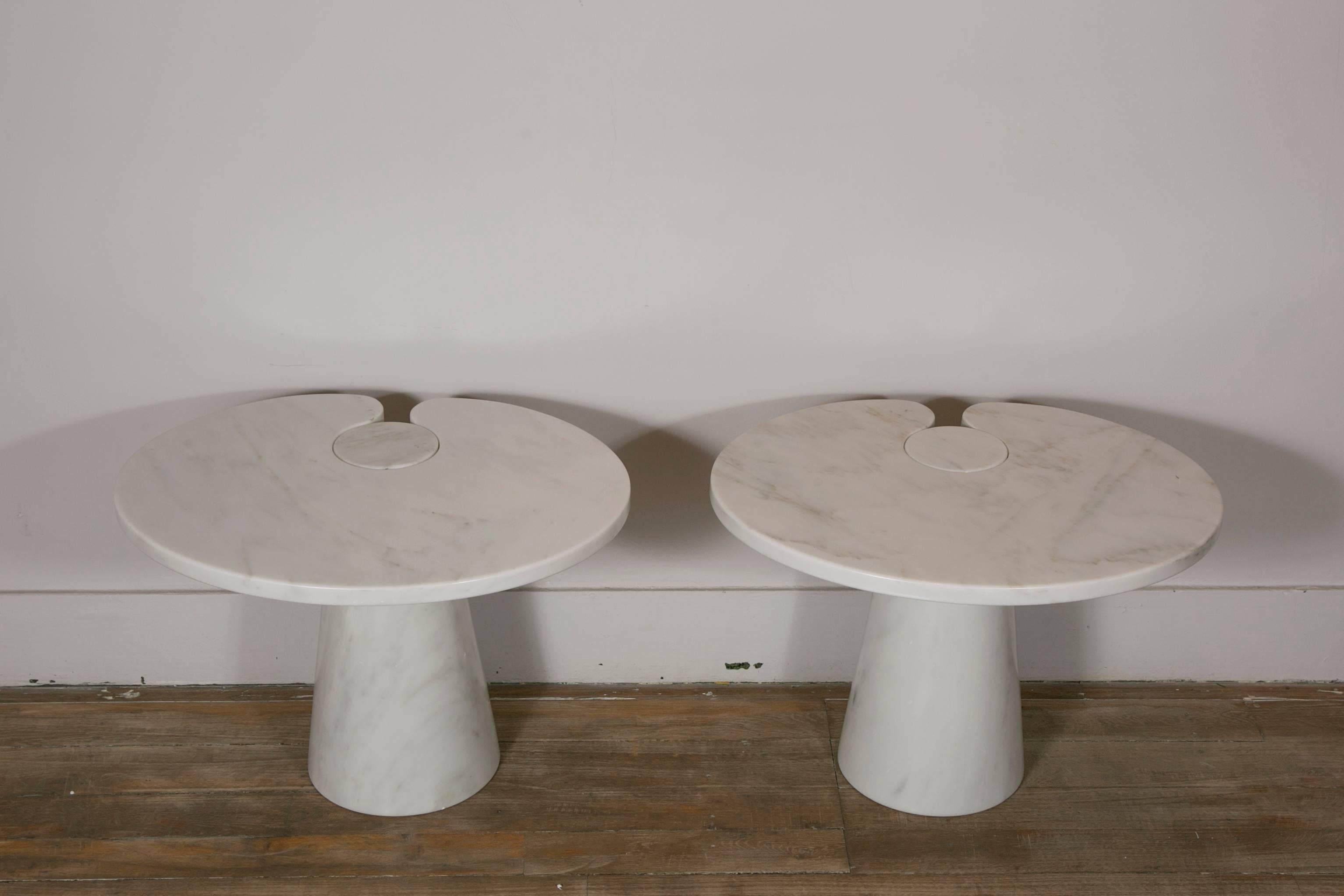 Mid-Century Modern Beautiful Pair of Marble Side Tables by Mangiarotti