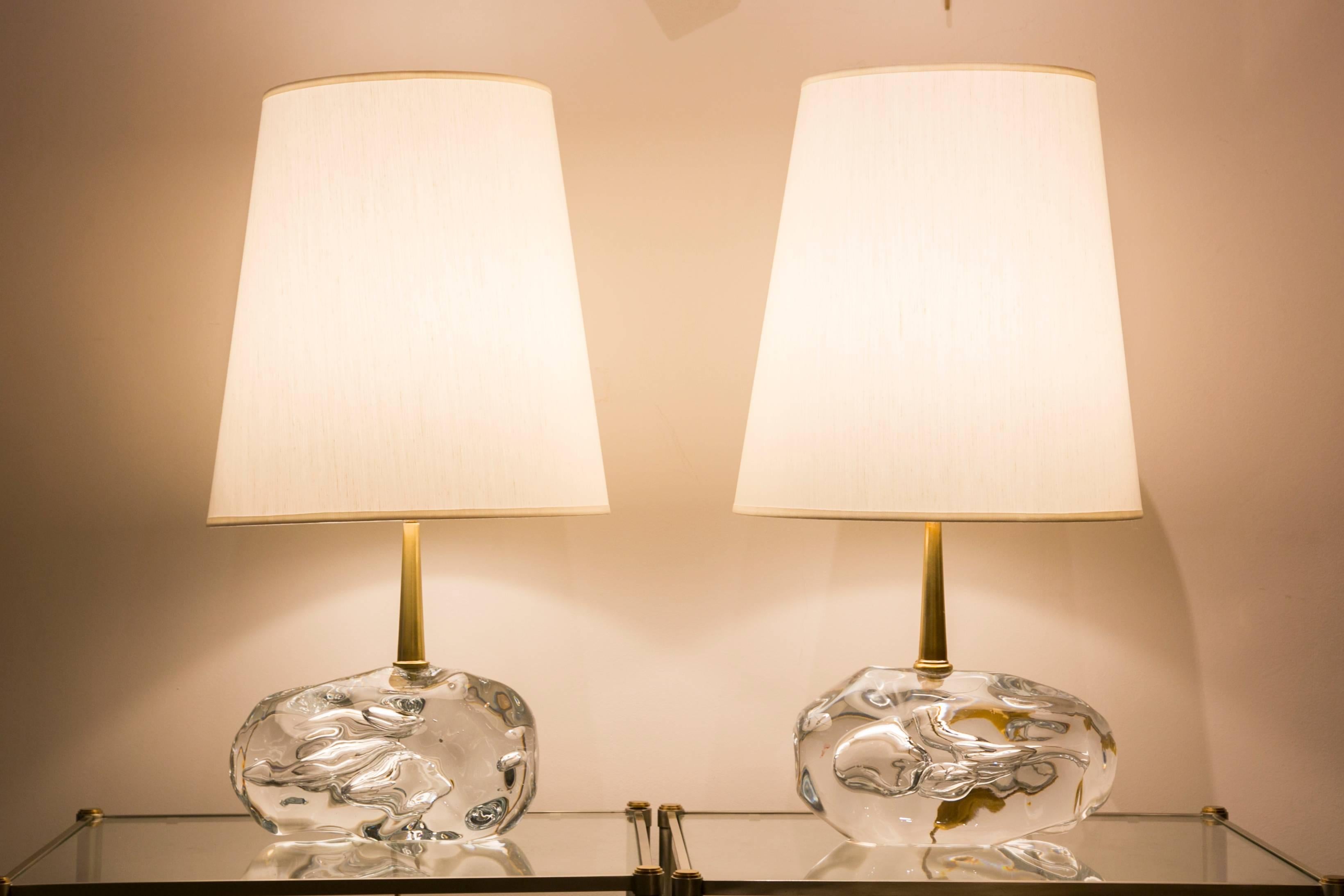 Pair of Angelo Brotto Glass Blocks Table Lamps In Excellent Condition In Paris, Ile-de-France