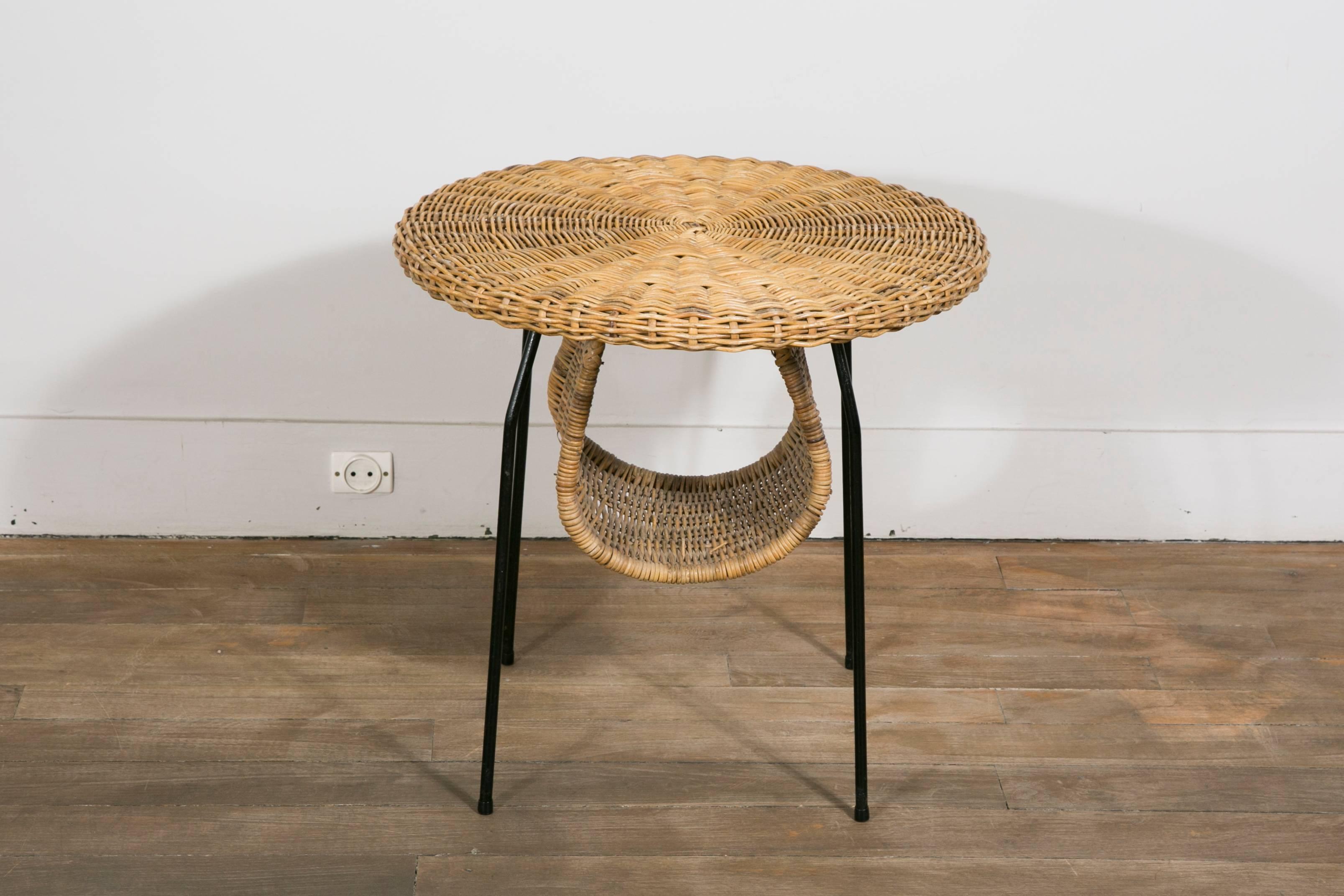 Rattan Set of Scoop Chairs and Table, Style of Janine Abraham, France 2