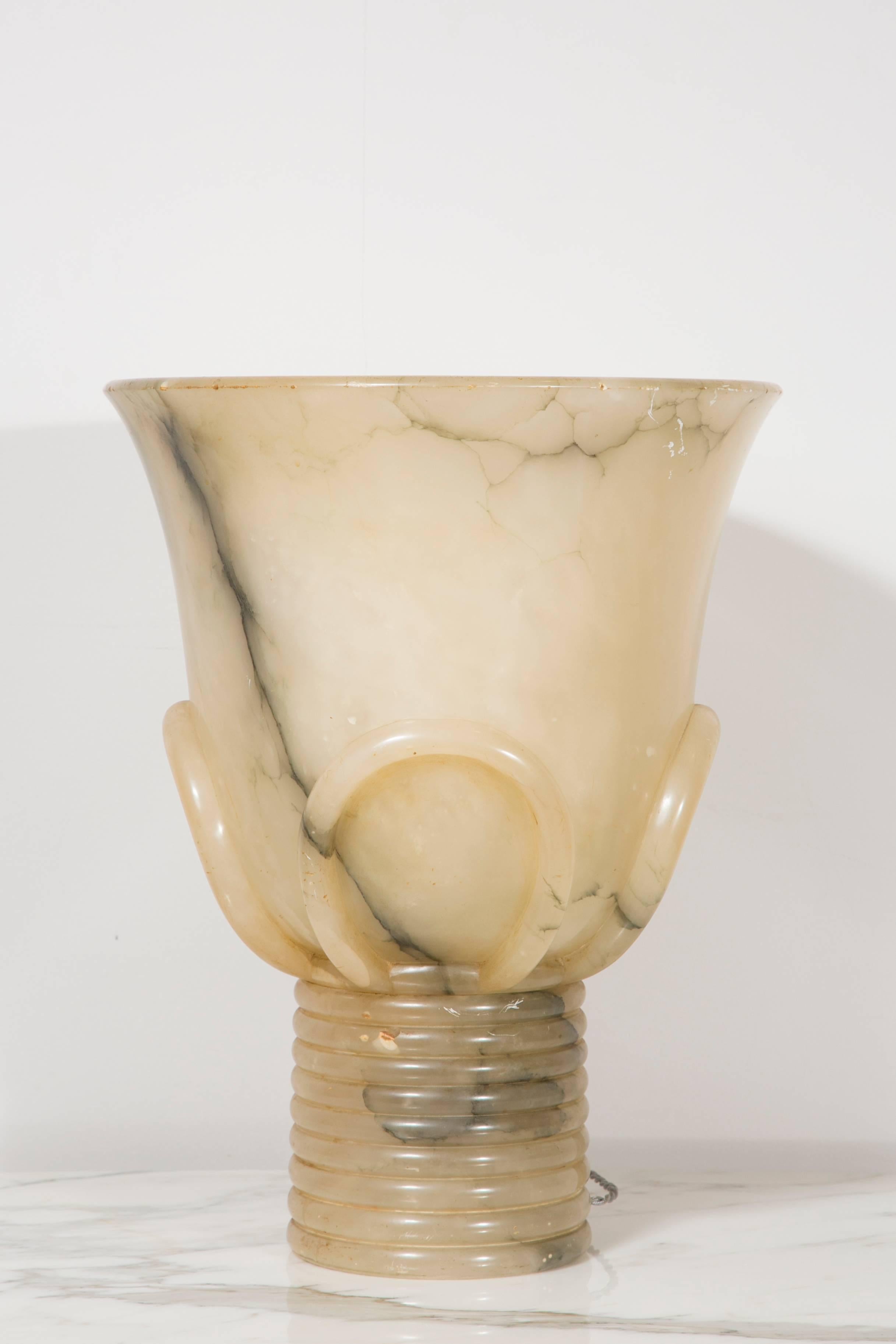 Neoclassical Alabaster Lamp, Italy, 1940s