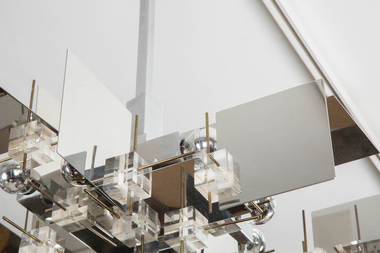 Brass A geometric Sciolari chandelier, 1960