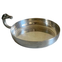 Large round silver metal vide-poche, Hermès, Paris, 1960.