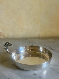Large round silver metal vide-poche, Hermès, Paris, 1960.