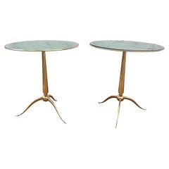 Pair of brass gueridons/ side tables, Osvaldo Borsani. Italy 1950's