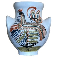 Un grand vase « Oreille » orné d'un coq, signé Roger Capron, Vallauris, 1960.