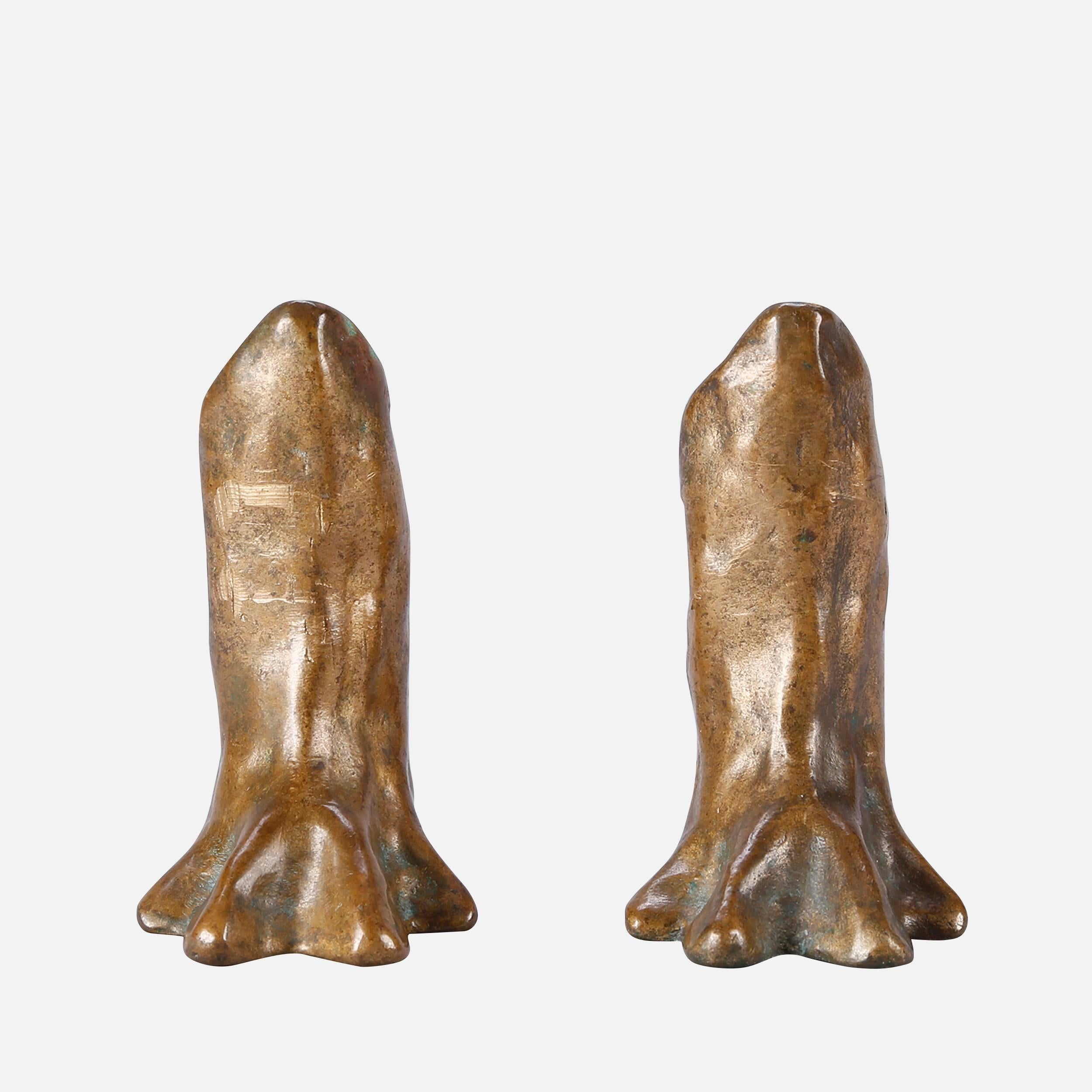 French Garouste and Bonetti Bronze Pair of Candlesticks For Sale