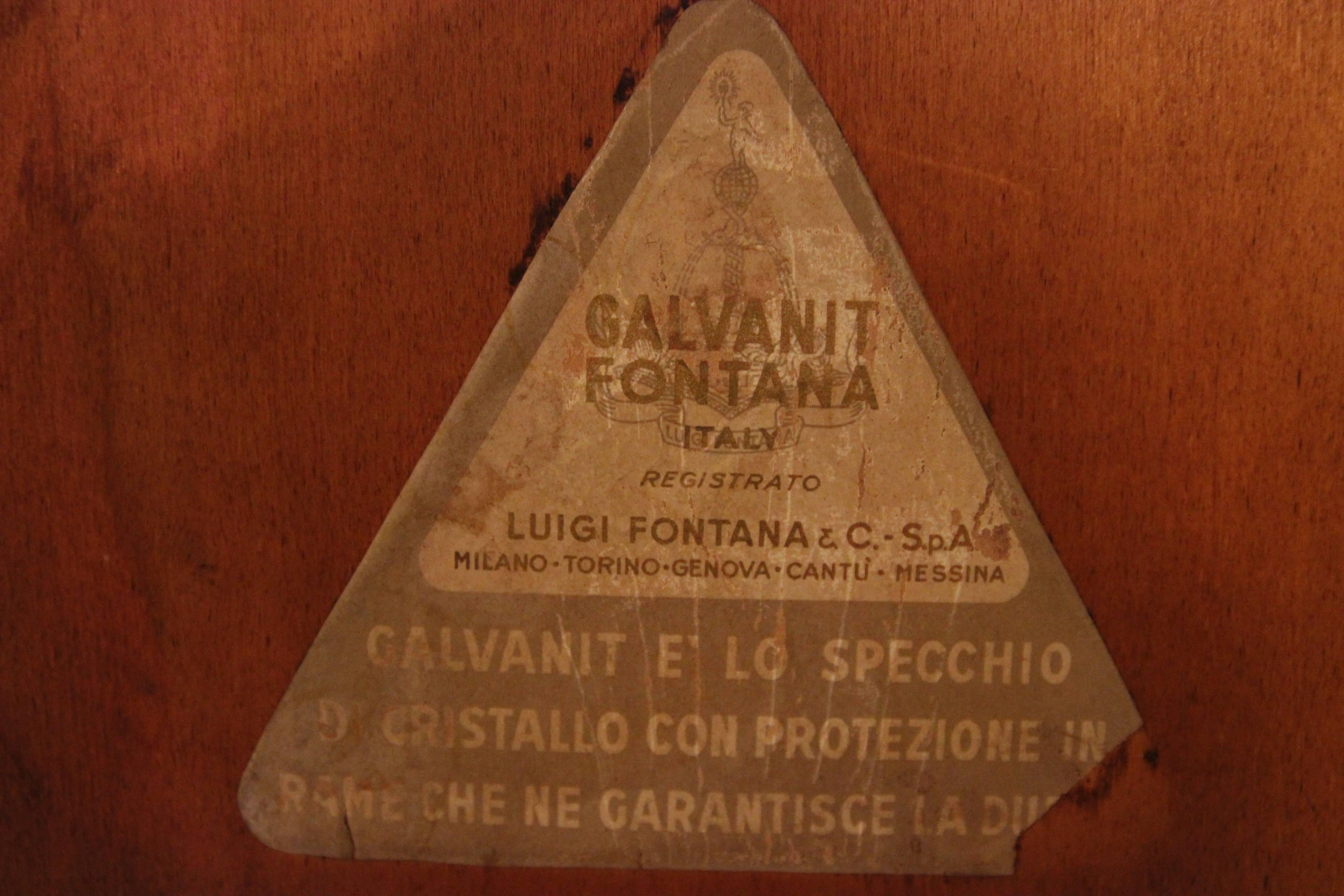 Luigi Fontana, Mirror Guilloche Border, Fontana Galvanit Edition, circa 1950 In Good Condition In Nice, Cote d' Azur