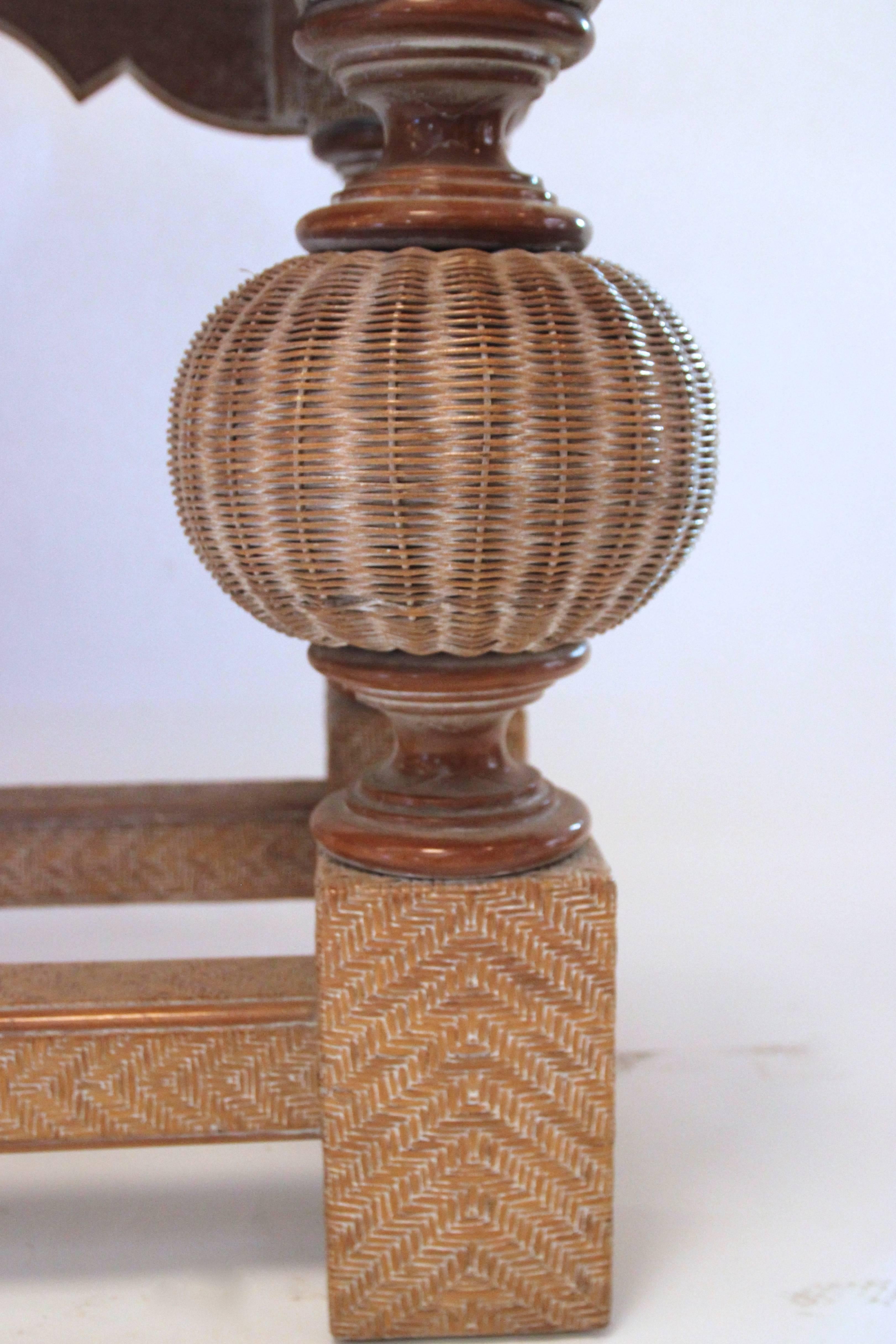 Wood Console Sheathed Rattan, circa 1970, France 1