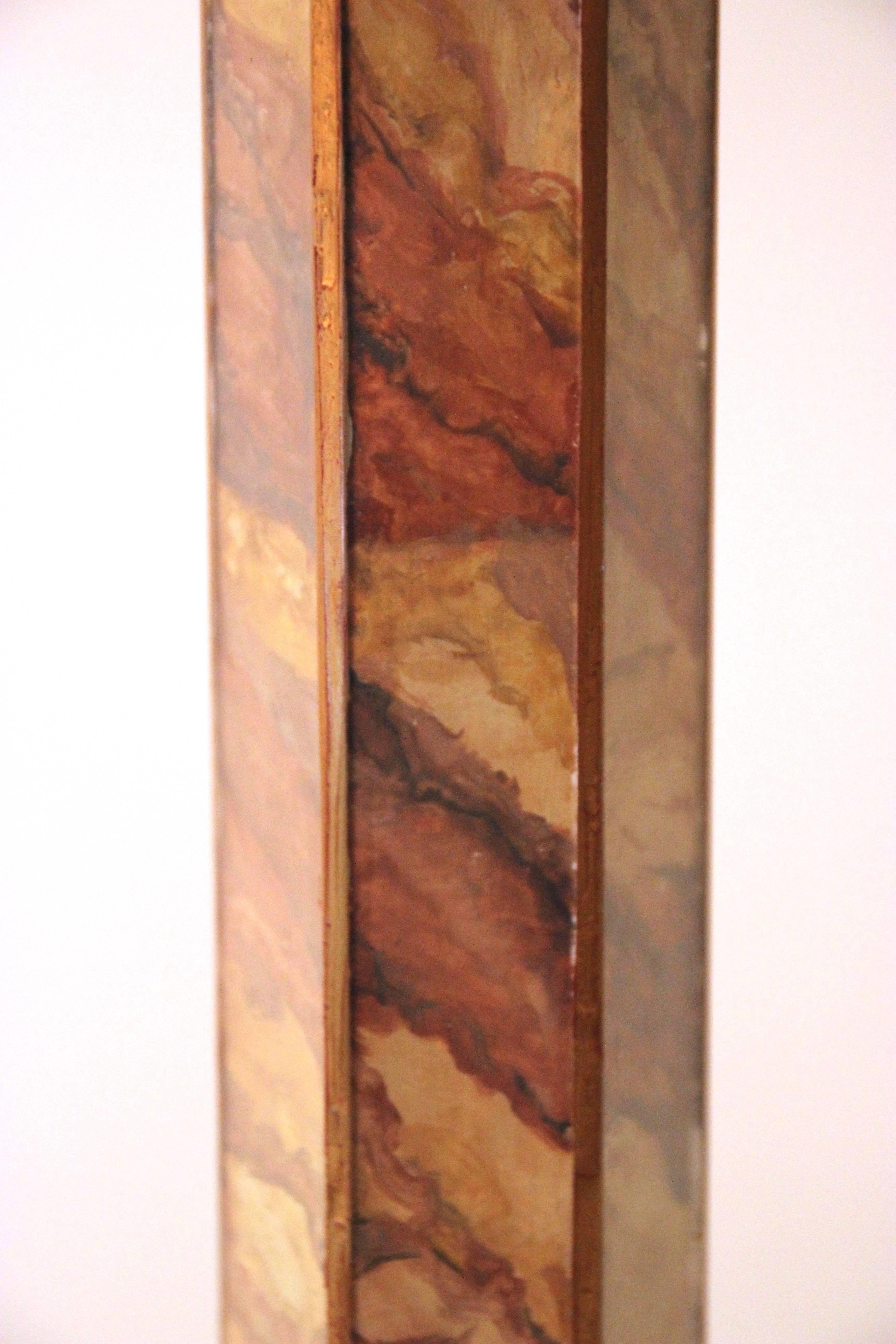 Mid-20th Century Pedestal Tripod, Wood and Painting under Glass, Italy, circa 1960