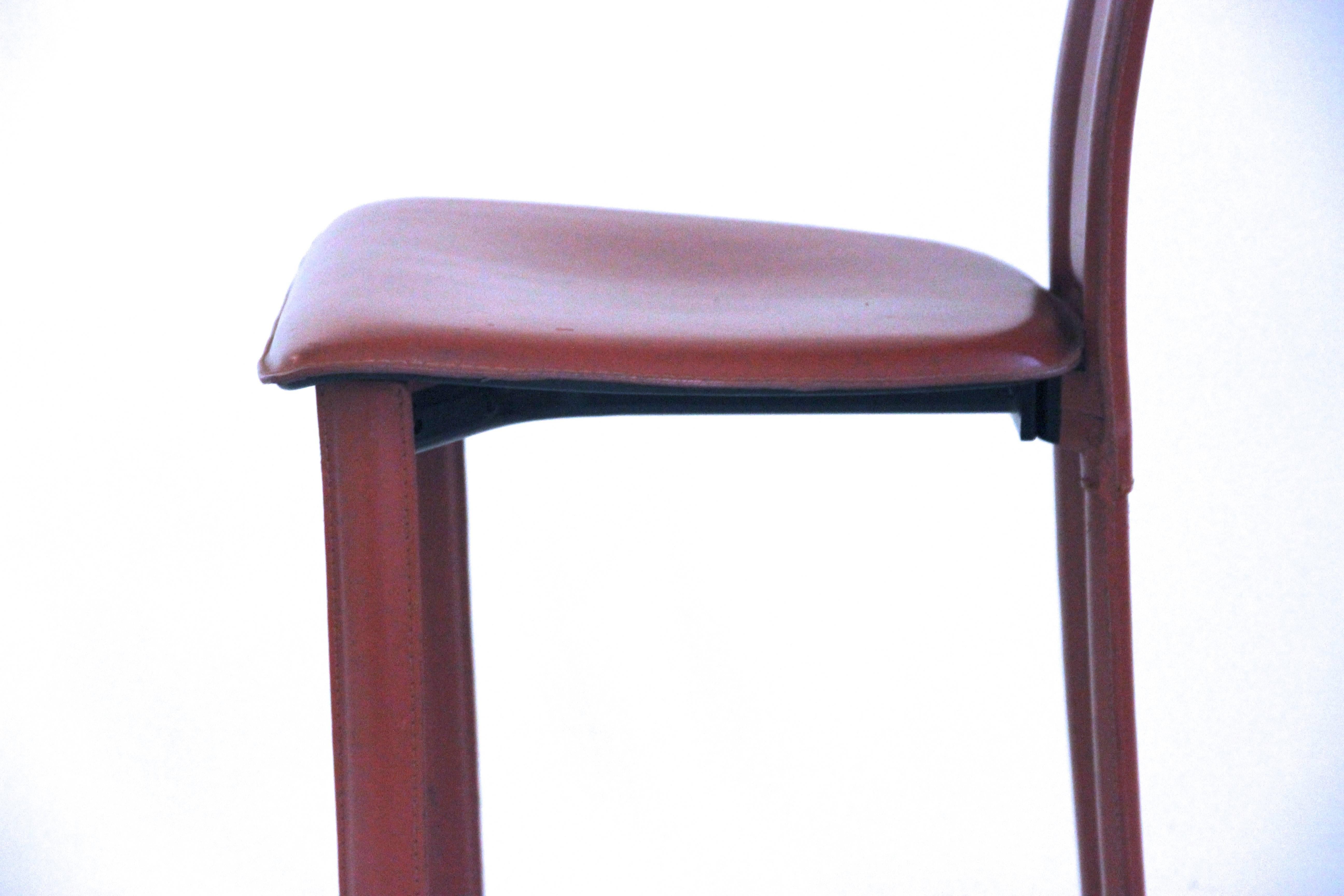 Set of Six Chairs, Leather, circa 1970, Italy In Good Condition In Nice, Cote d' Azur