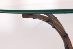 Maison Jansen, Pedestal Table, Bamboo and Gilded Brass, circa 1970, France