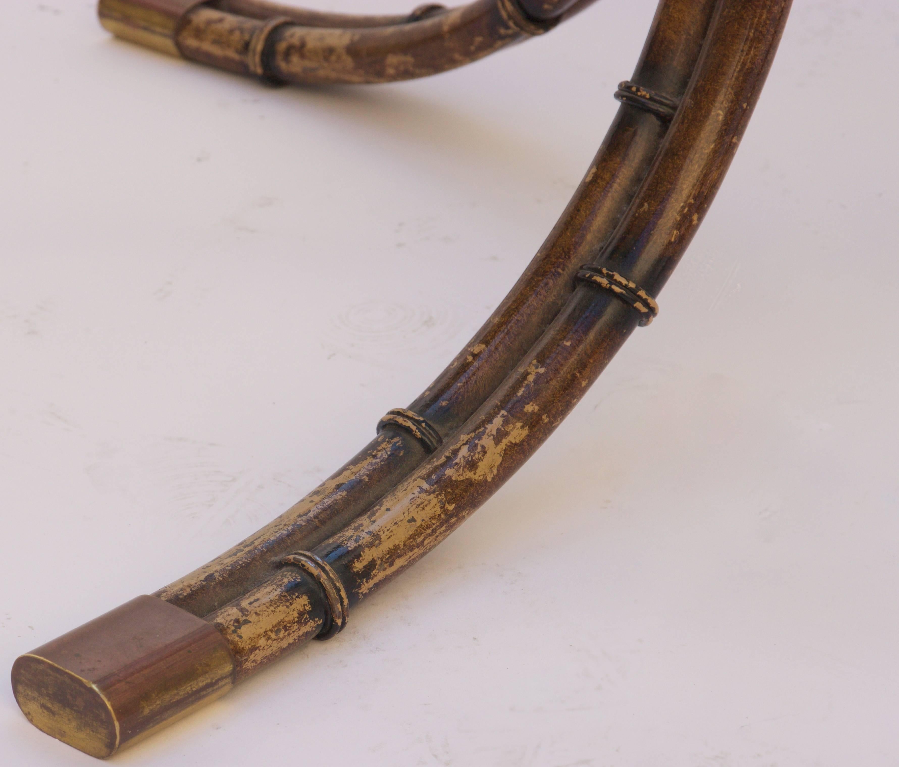 Maison Jansen, Pedestal Table, Bamboo and Gilded Brass, circa 1970, France 1