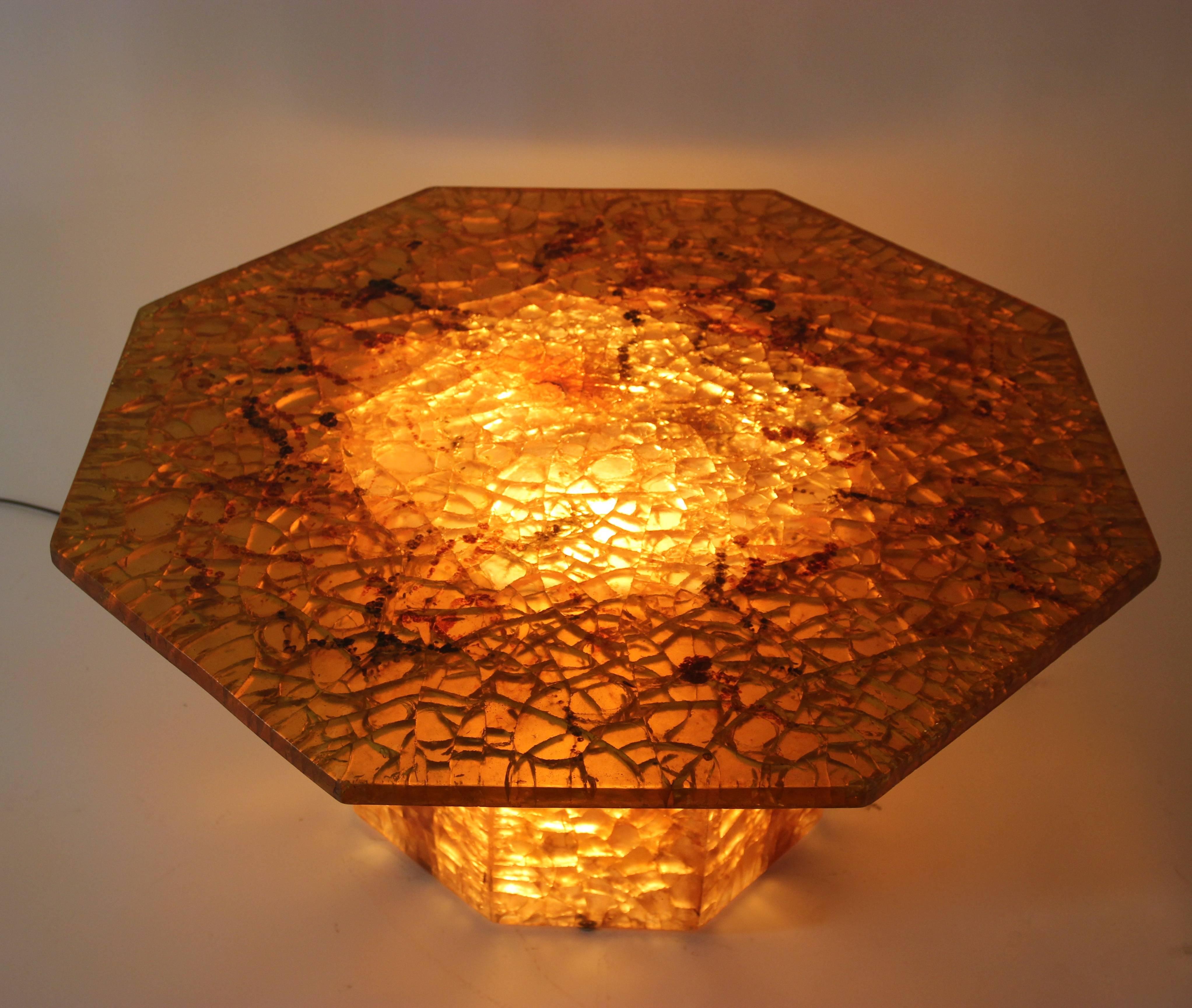 Accolay, Illuminated Coffee Table, Resin, France, circa 1970 1